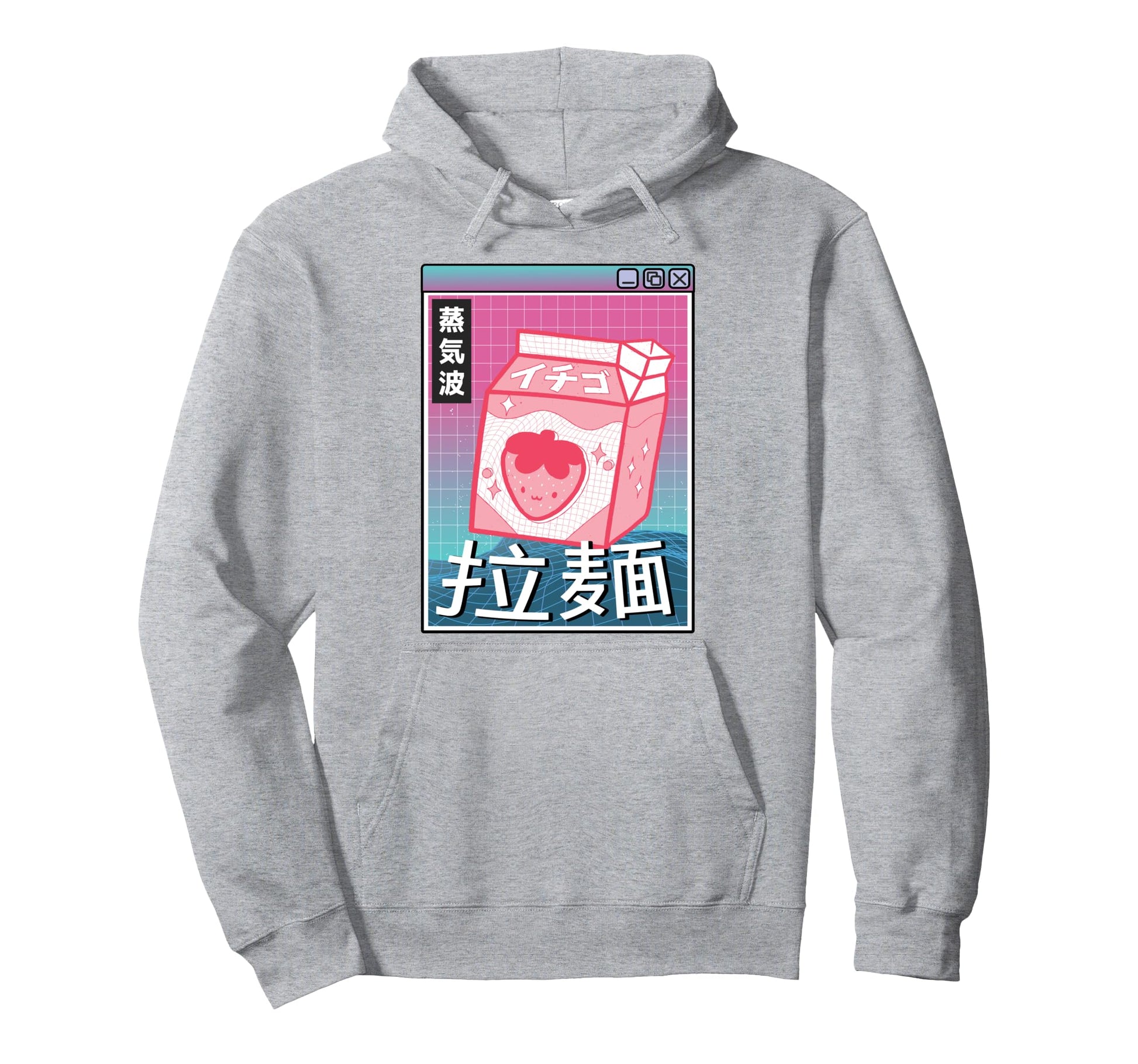 Strawberry Milk Carton Kawaii Grid Hoodie - Aesthetic Graphic for Adults - T-Shirt, Sweatshirt, Hoodie