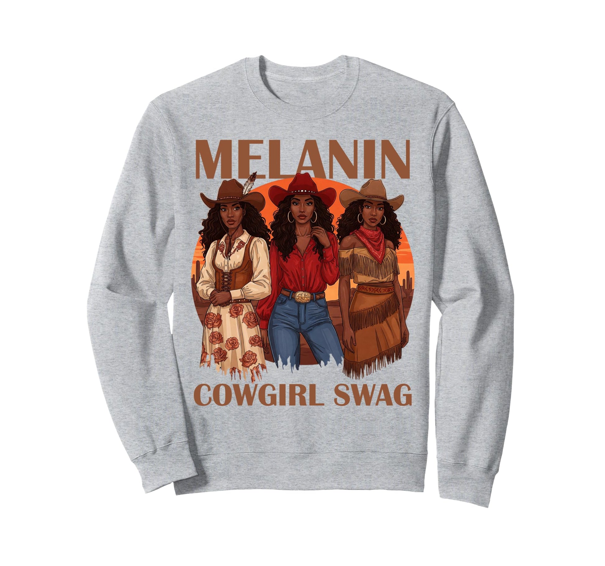 Lets Go Western Country Melanin Sweatshirt - Unique Graphic for Adults - T-Shirt, Sweatshirt, Hoodie