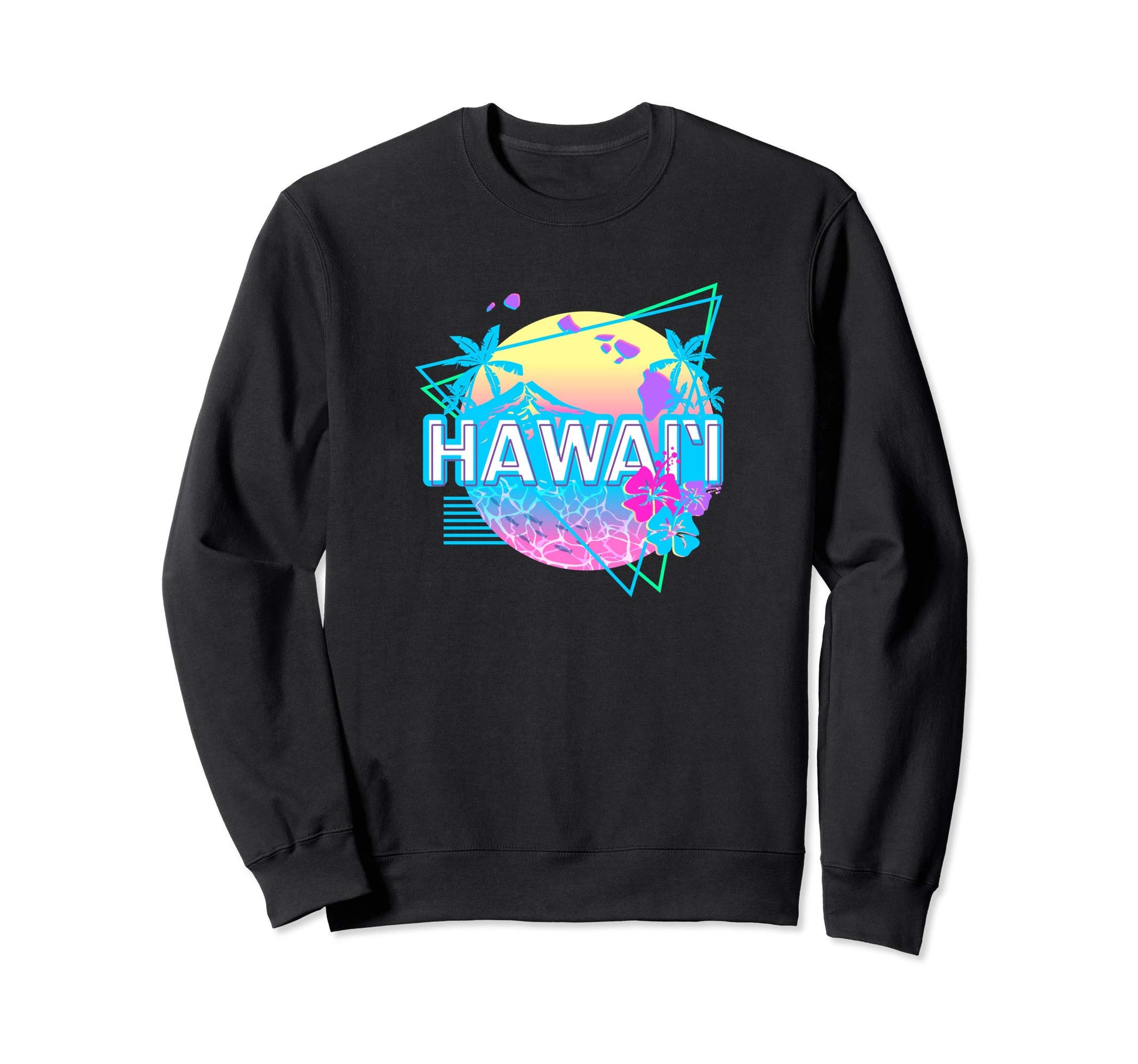 Aesthetic Hawaii Vaporwave Hawaiian Map Sweatshirt - Graphic Print Unisex - T-Shirt, Sweatshirt, Hoodie