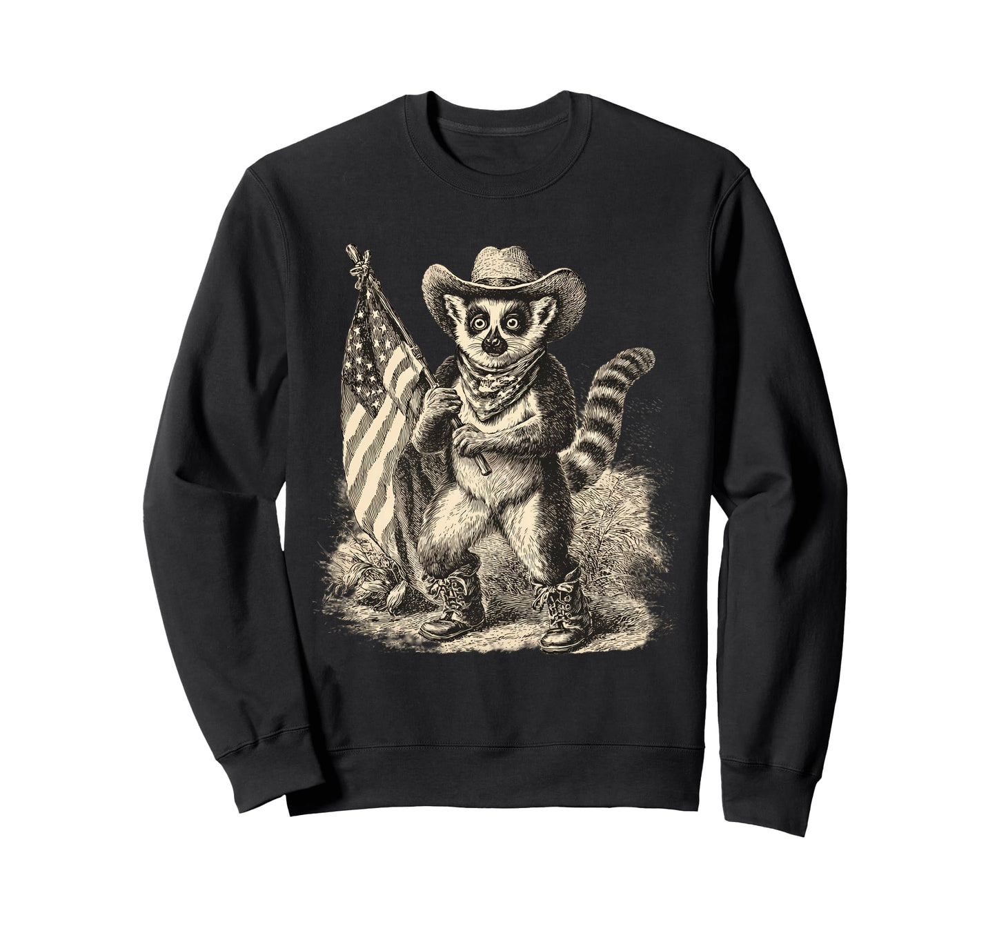 Lemur Cowboy Rodeo Cowgirl Western Sweatshirt - Graphic Print Men Women - T-Shirt, Sweatshirt, Hoodie