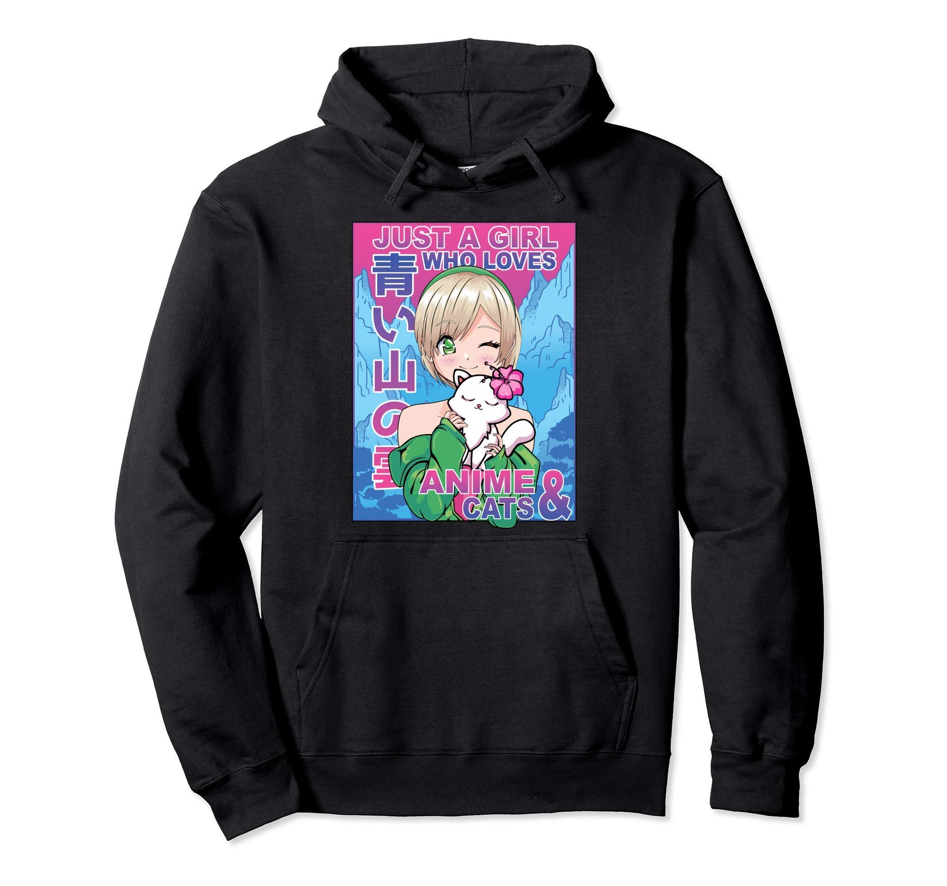 Vaporwave Aesthetic Who Loves Anime And Cats Hoodie - Trendy Graphic Unisex - T-Shirt, Sweatshirt, Hoodie