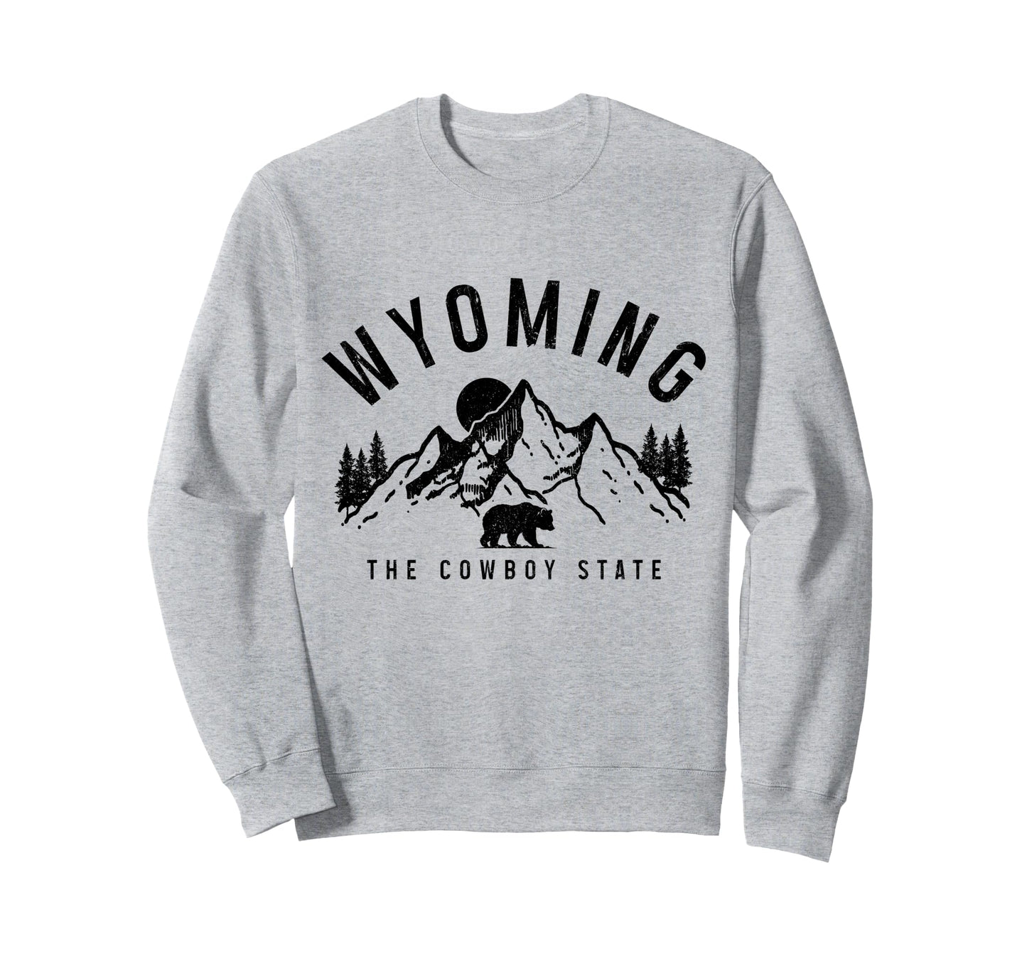 Wyoming Cowboy State Mountains Bear Sweatshirt - Graphic Print for Adults - T-Shirt, Sweatshirt, Hoodie