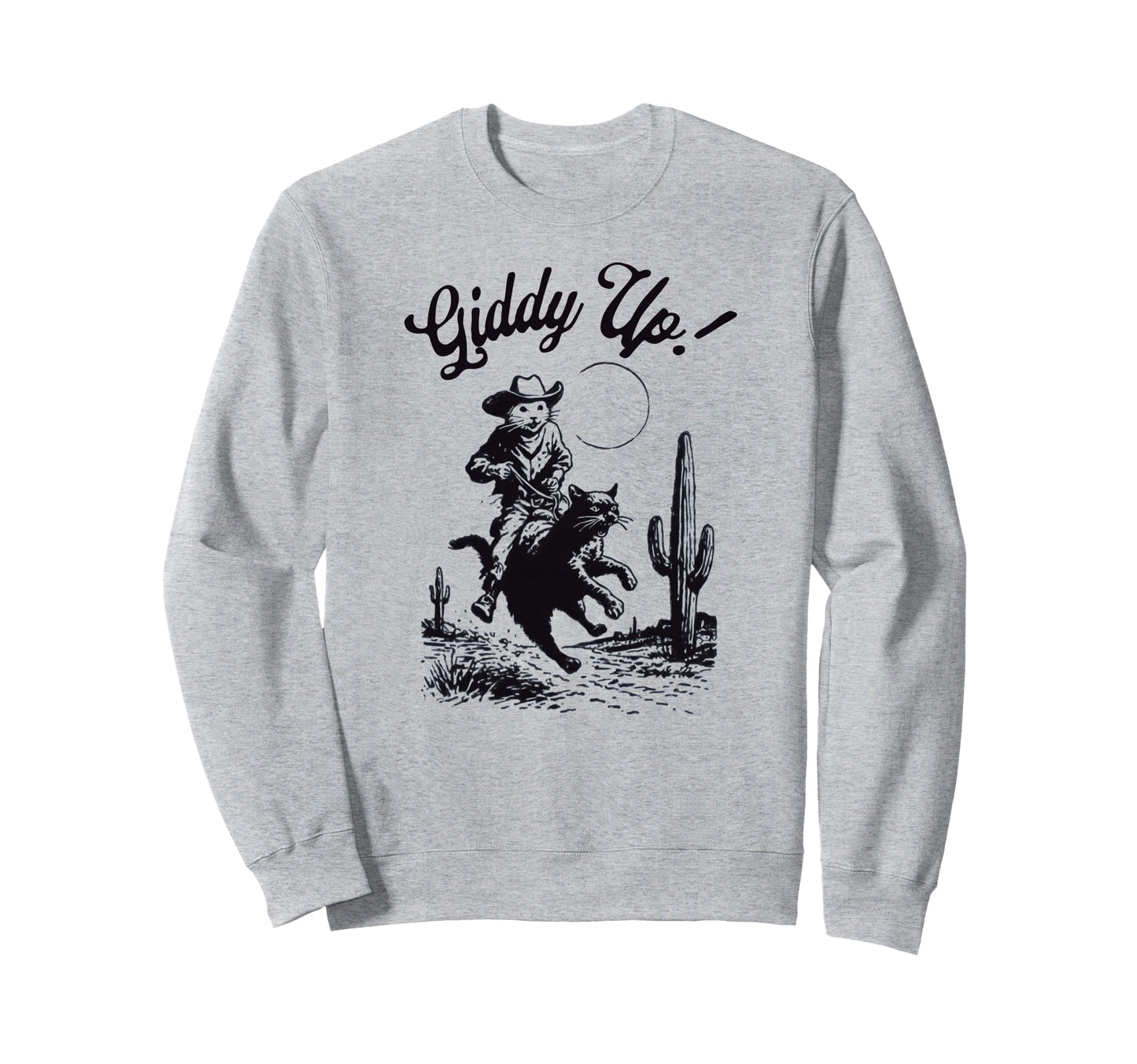 Cowboy Mouse Riding Cat Sweatshirt - Casual Everyday Wear for Adults - T-Shirt, Sweatshirt, Hoodie