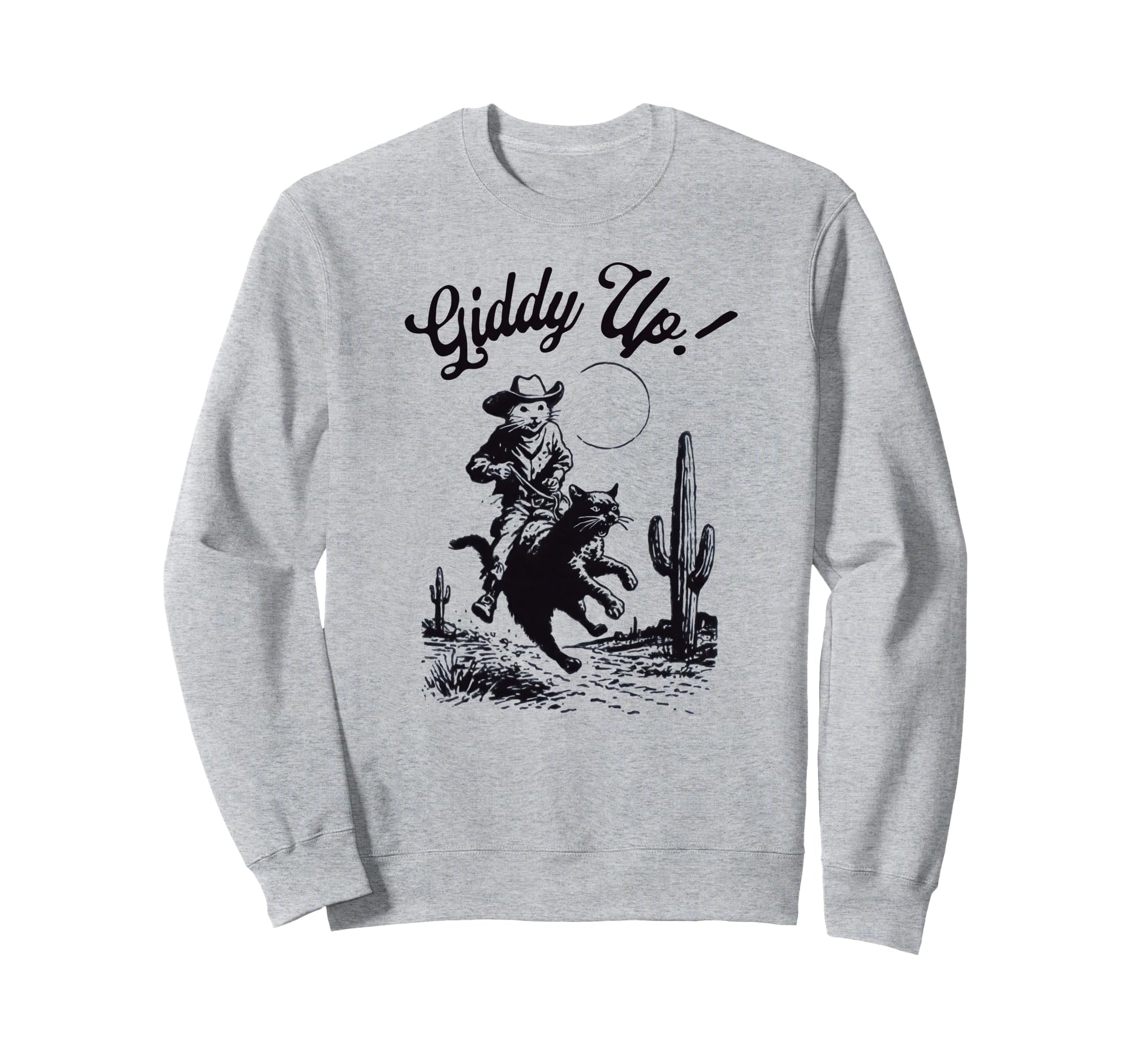 Cowboy Mouse Riding Cat Sweatshirt - Casual Everyday Wear for Adults - T-Shirt, Sweatshirt, Hoodie