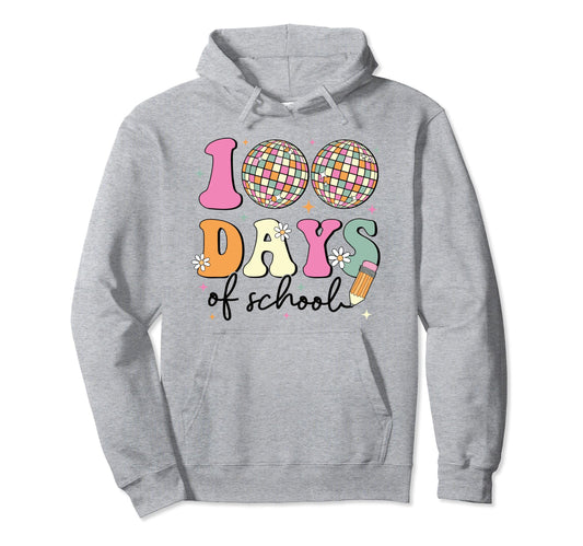 100 Days School Disco 100Th Day Hoodie - Aesthetic Graphic for Adults - T-Shirt, Sweatshirt, Hoodie