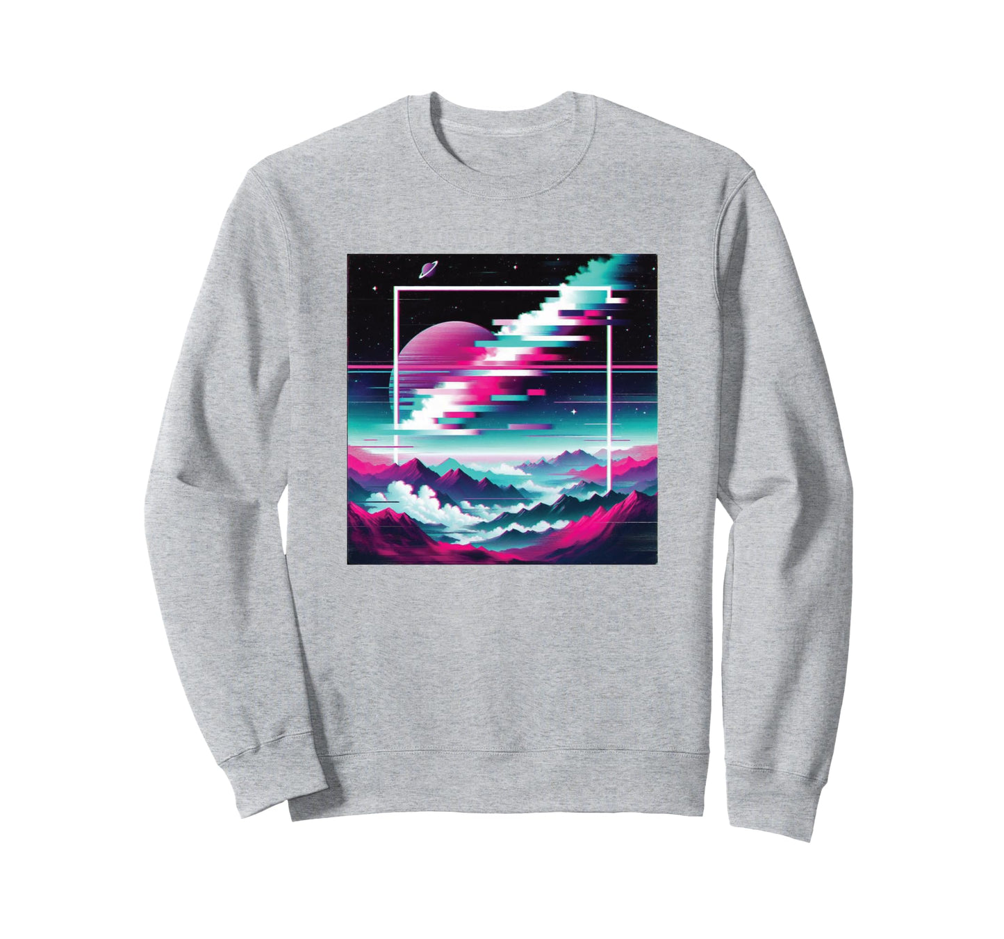 Vaporwave Aesthetic Vibrant Glitch Sweatshirt - Minimalist Print Unisex - T-Shirt, Sweatshirt, Hoodie
