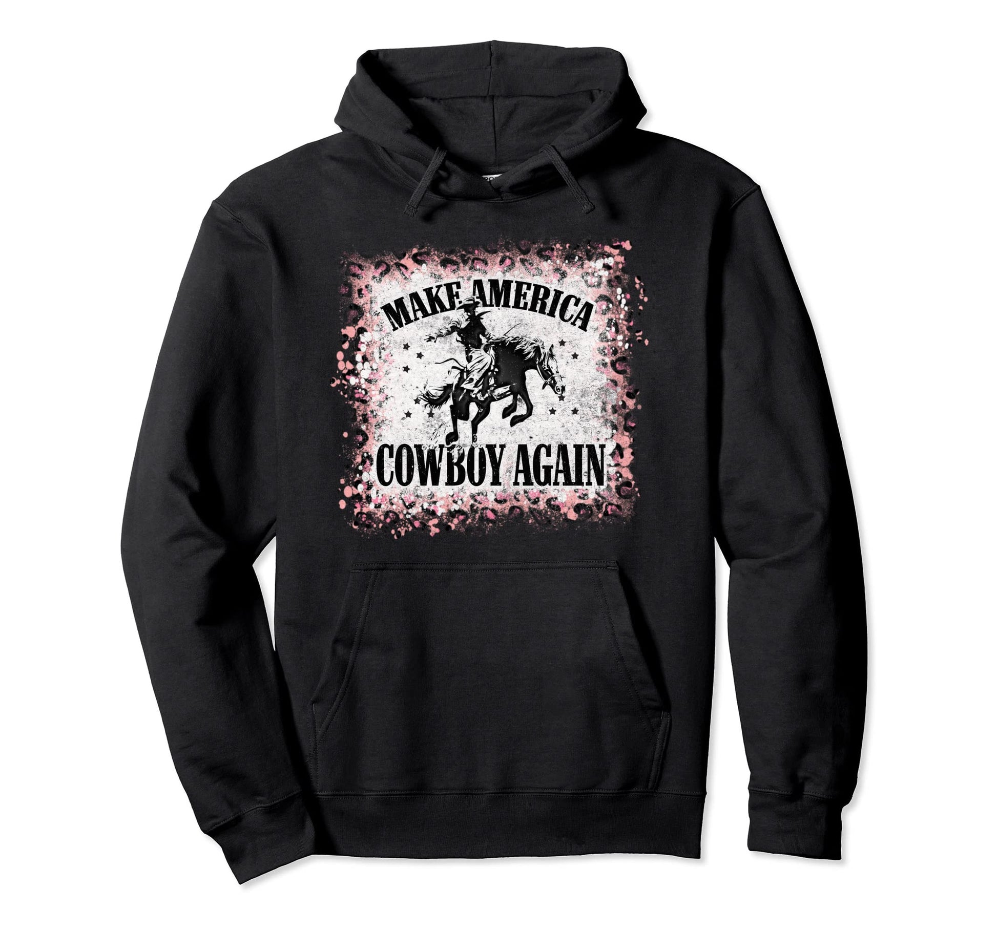Leopard Bleached Makes America Cowboy Hoodie - Casual Everyday Wear Unisex - T-Shirt, Sweatshirt, Hoodie
