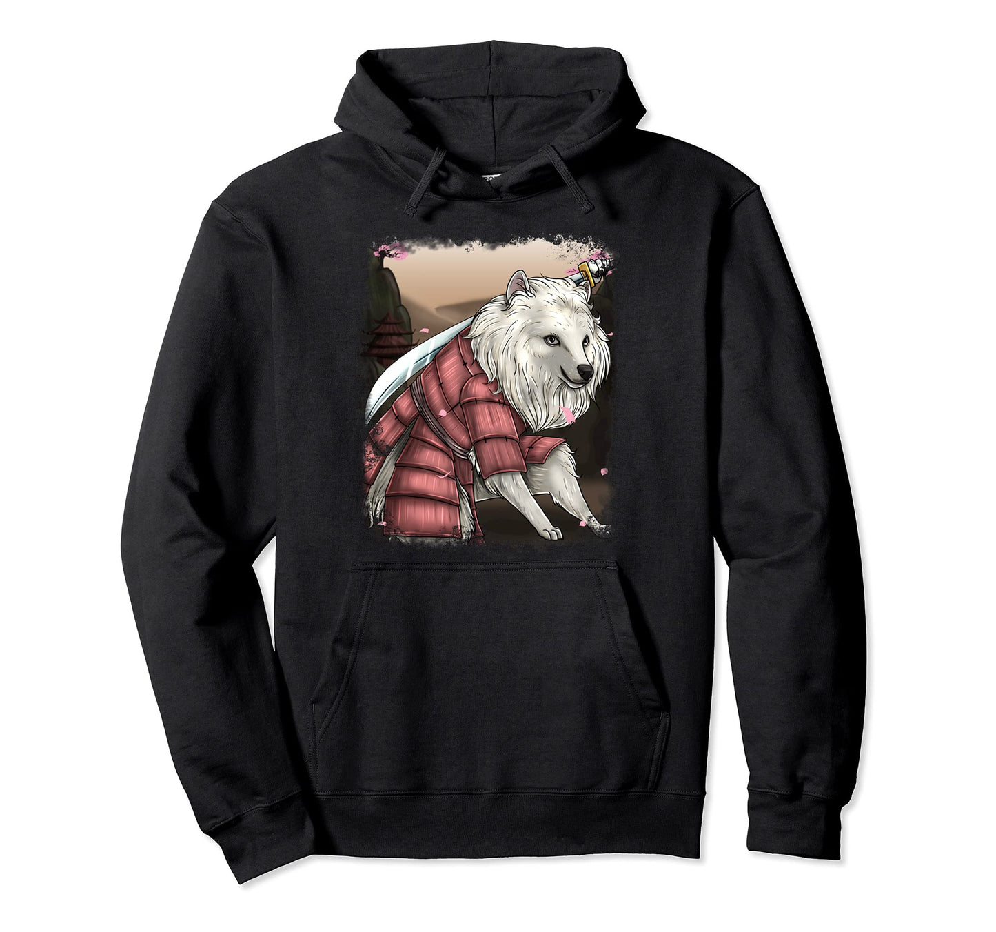 Japanese Spitz Dog Samurai Nina Aesthetic Hoodie - Trendy Graphic Unisex - T-Shirt, Sweatshirt, Hoodie