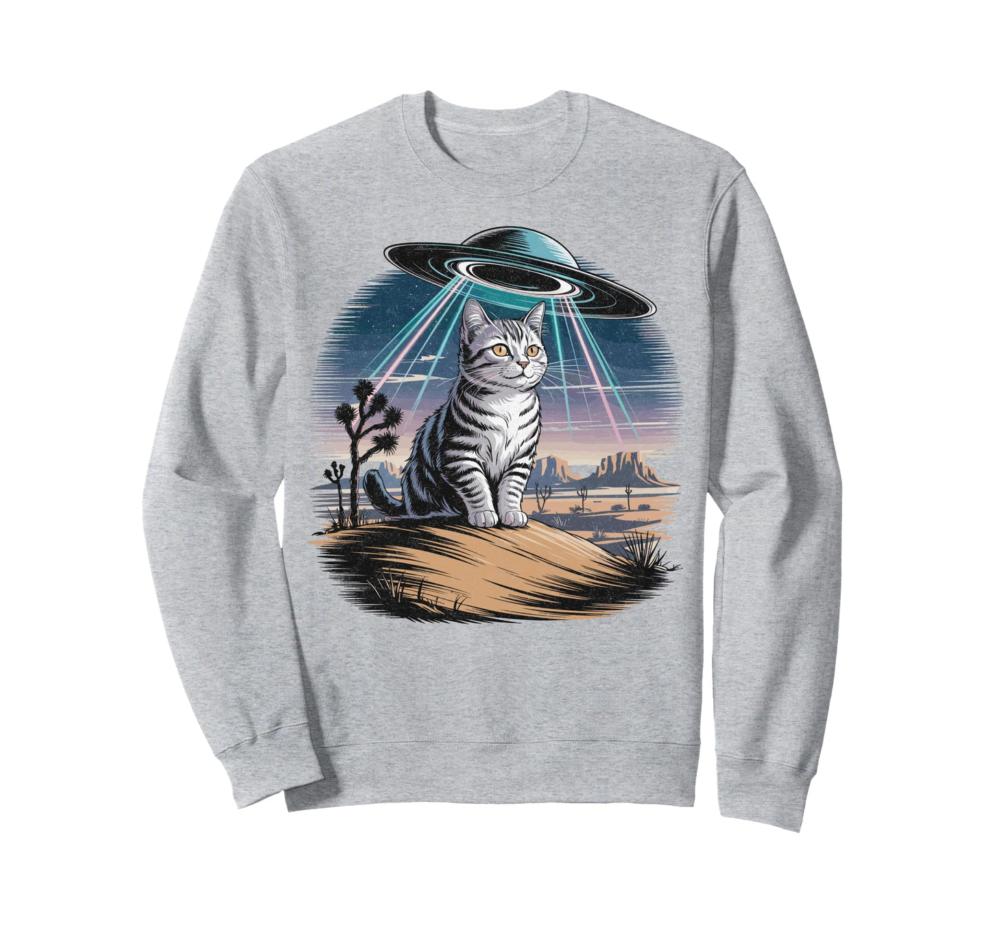 Funny Cat Western Ufo Cowboy Cat Sweatshirt - Streetwear Style Men Women - T-Shirt, Sweatshirt, Hoodie