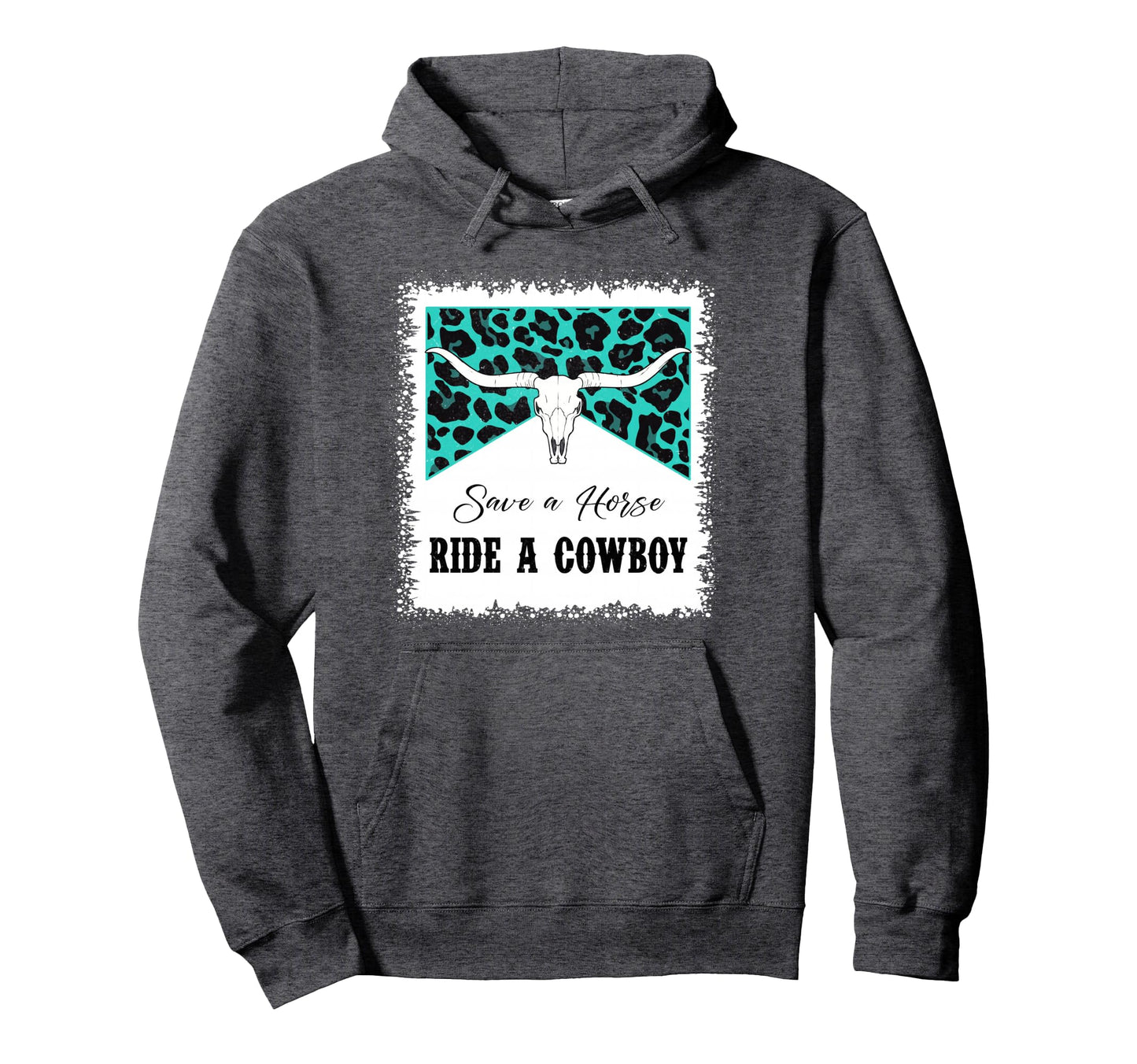 Bull Skull Leopard Bleached Save Horse Hoodie - Trendy Graphic Men Women - T-Shirt, Sweatshirt, Hoodie