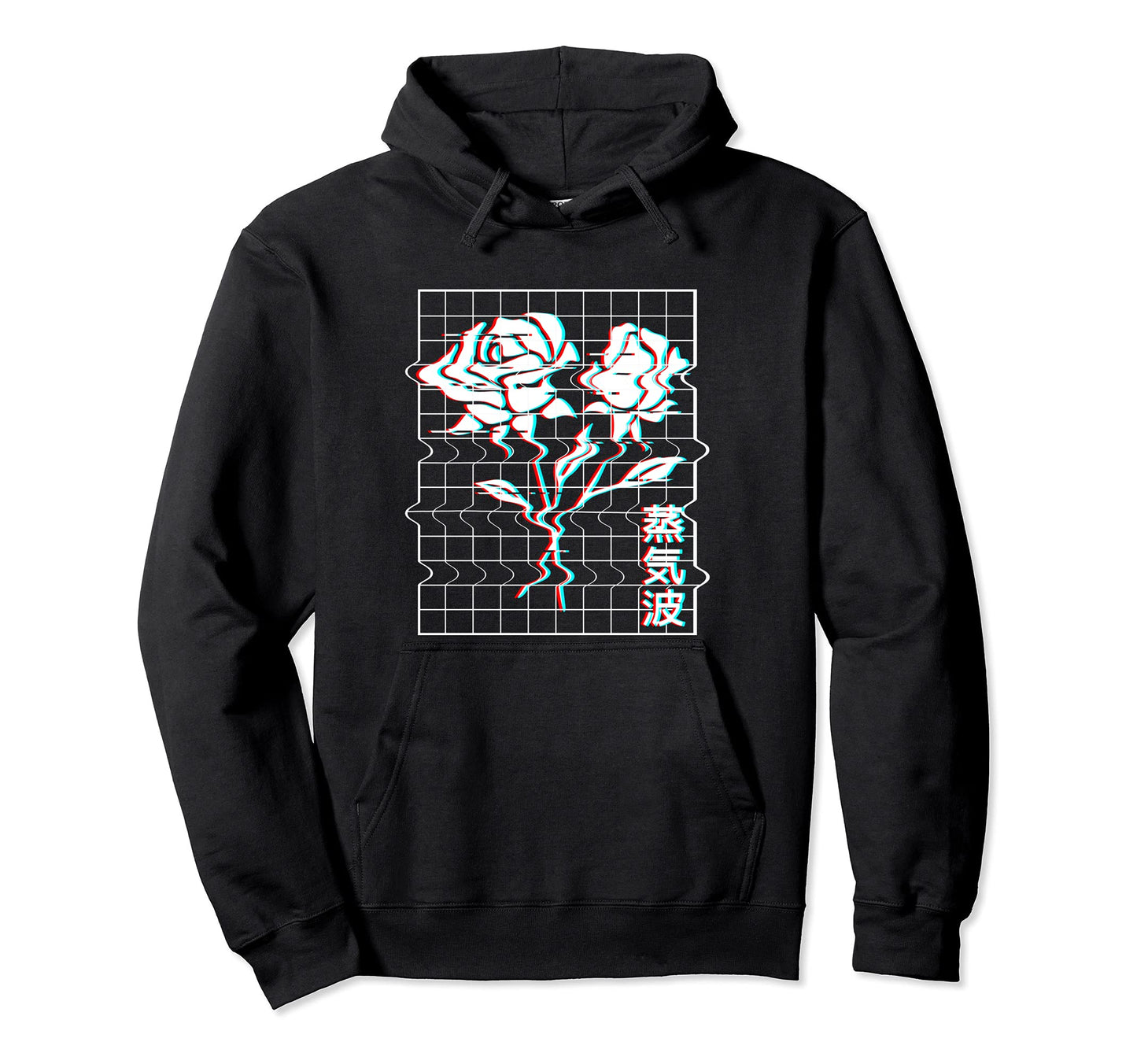 Japan Aesthetic Vaporwave Roses Glitch Hoodie - Unique Graphic for Adults - T-Shirt, Sweatshirt, Hoodie