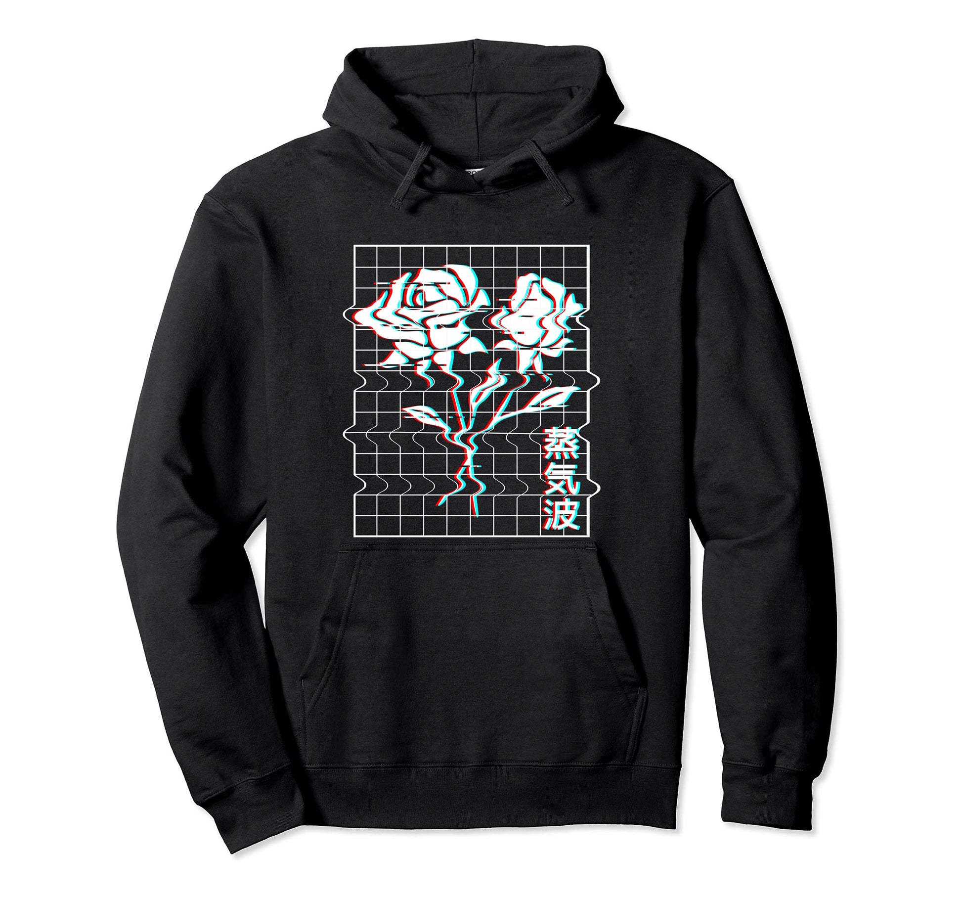 Japan Aesthetic Vaporwave Roses Glitch Hoodie - Unique Graphic for Adults - T-Shirt, Sweatshirt, Hoodie