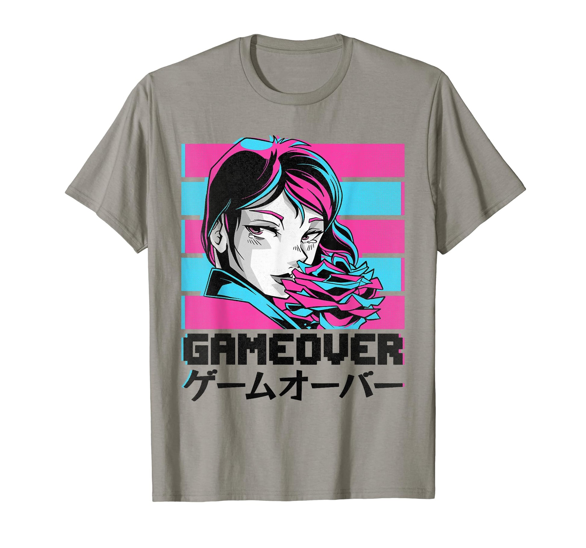 Gameover Anime Aesthetic Vaporwave T-Shirt - Graphic Print Unisex - T-Shirt, Sweatshirt, Hoodie