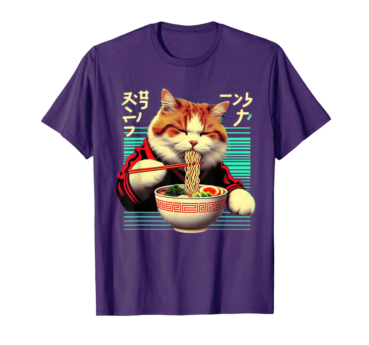 Ramen Cat Vaporwave Japanese Aesthetic T-Shirt - Graphic Print for Adults - T-Shirt, Sweatshirt, Hoodie
