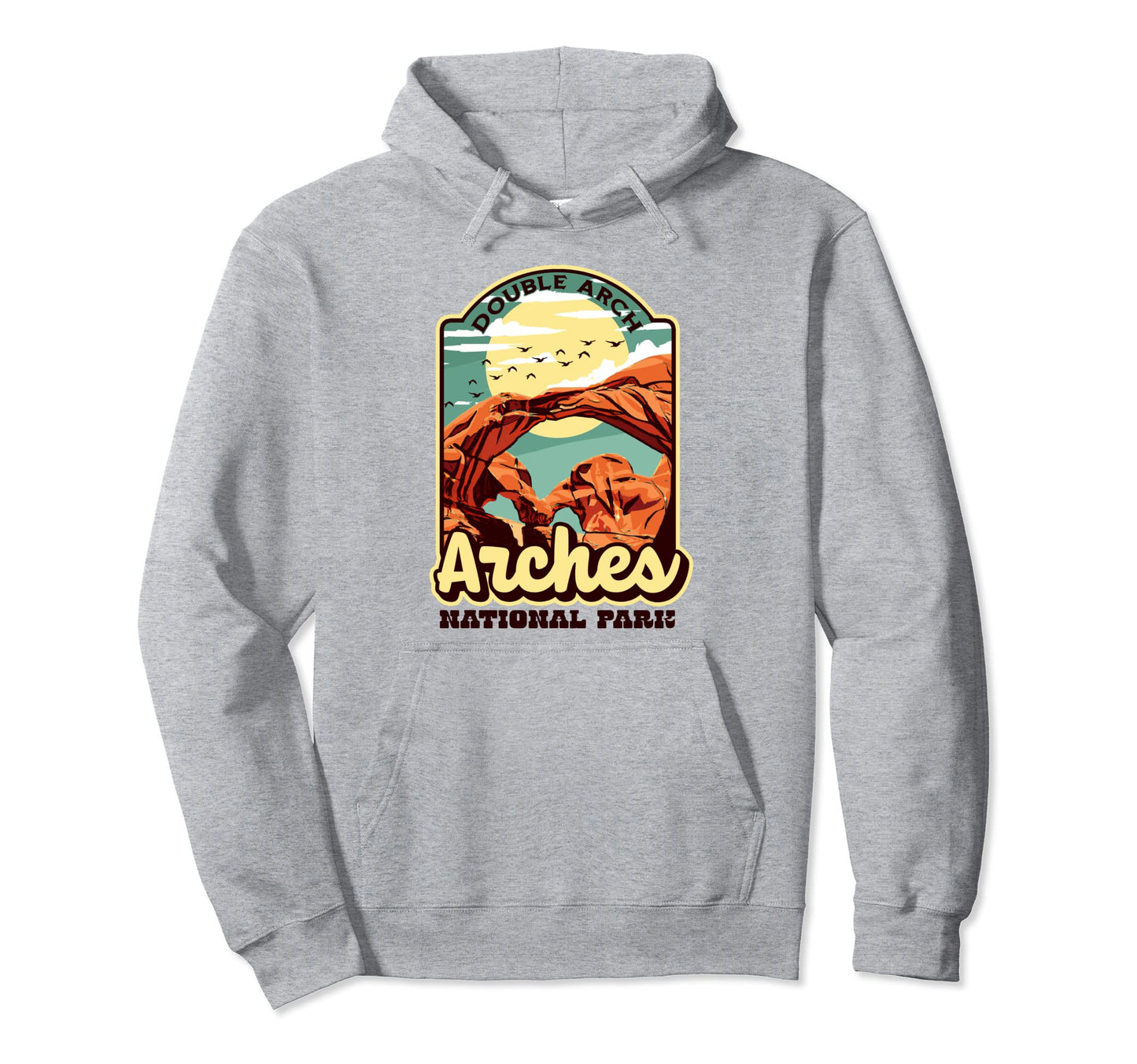Arches National Park Double Arch Rocks Wpa Hoodie - Trendy Graphic Unisex - T-Shirt, Sweatshirt, Hoodie