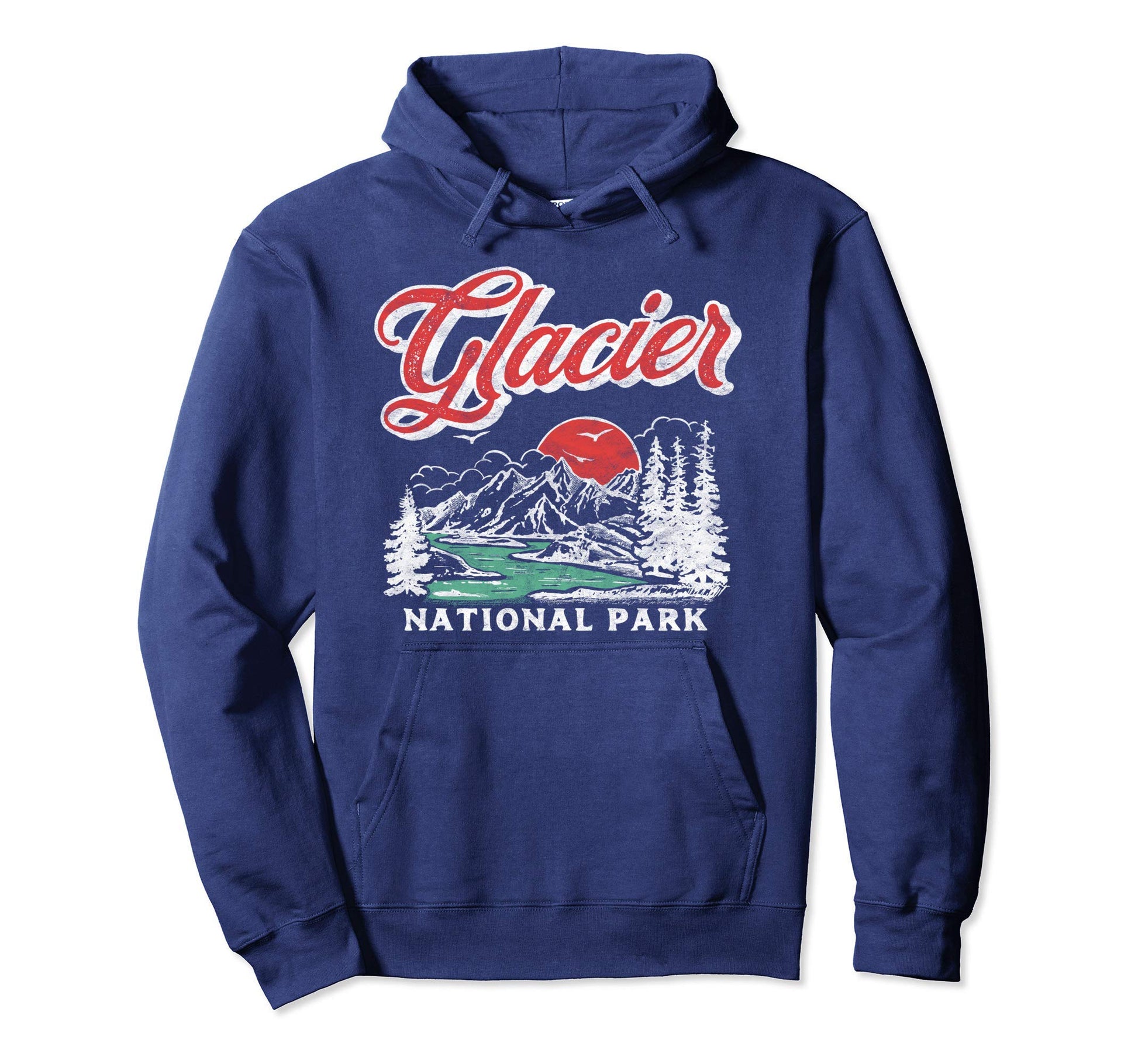 Glacier National Park 80S Mountains Hoodie - Unique Graphic for Adults - T-Shirt, Sweatshirt, Hoodie