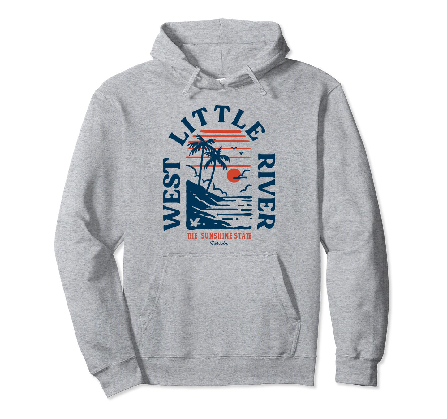 West Little River Florida Surfer Beach Hoodie - Minimalist Print Men Women - T-Shirt, Sweatshirt, Hoodie