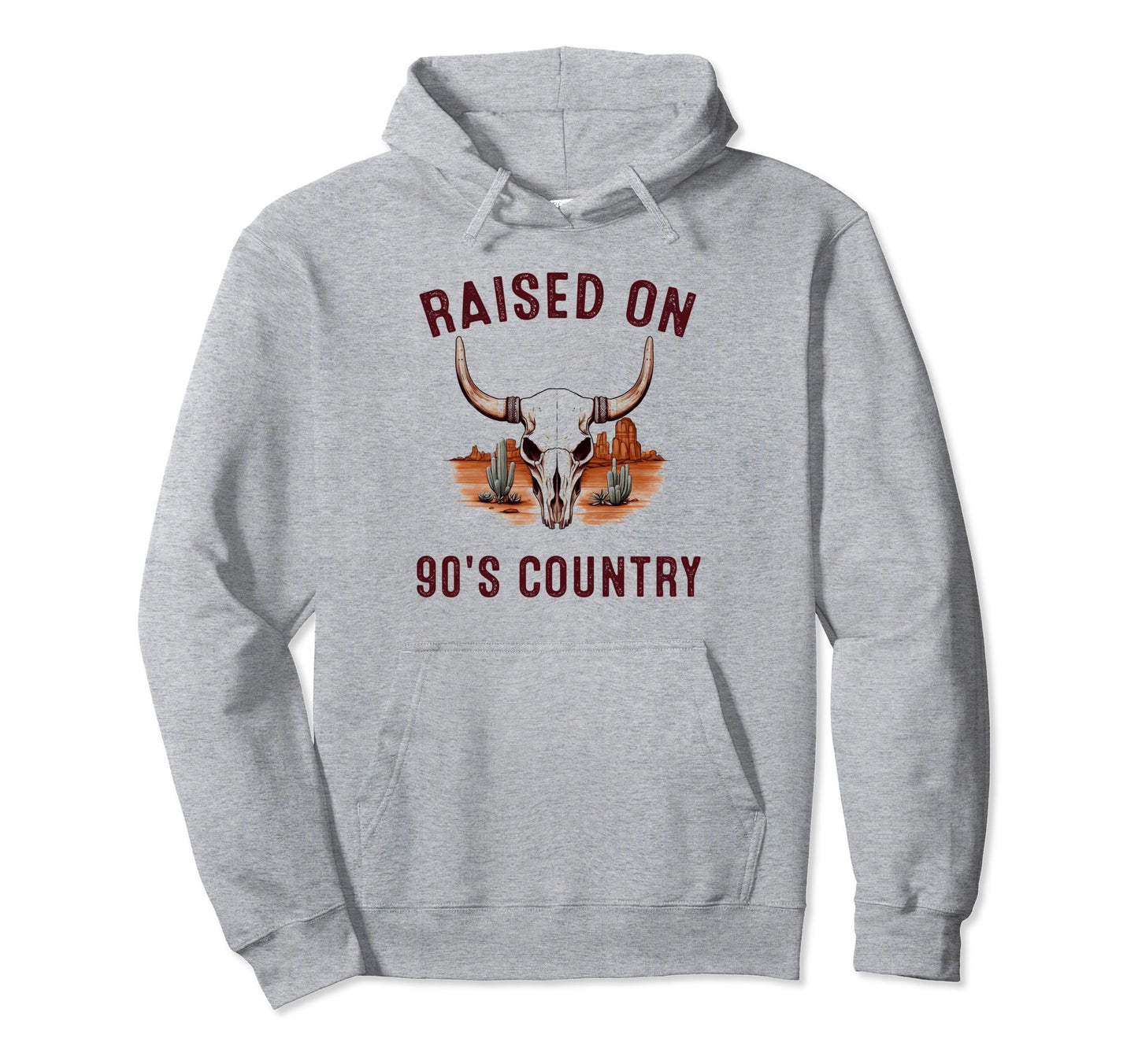 Bull Skull Western Life Raised 90S Hoodie - Fun Novelty Design Men Women - T-Shirt, Sweatshirt, Hoodie