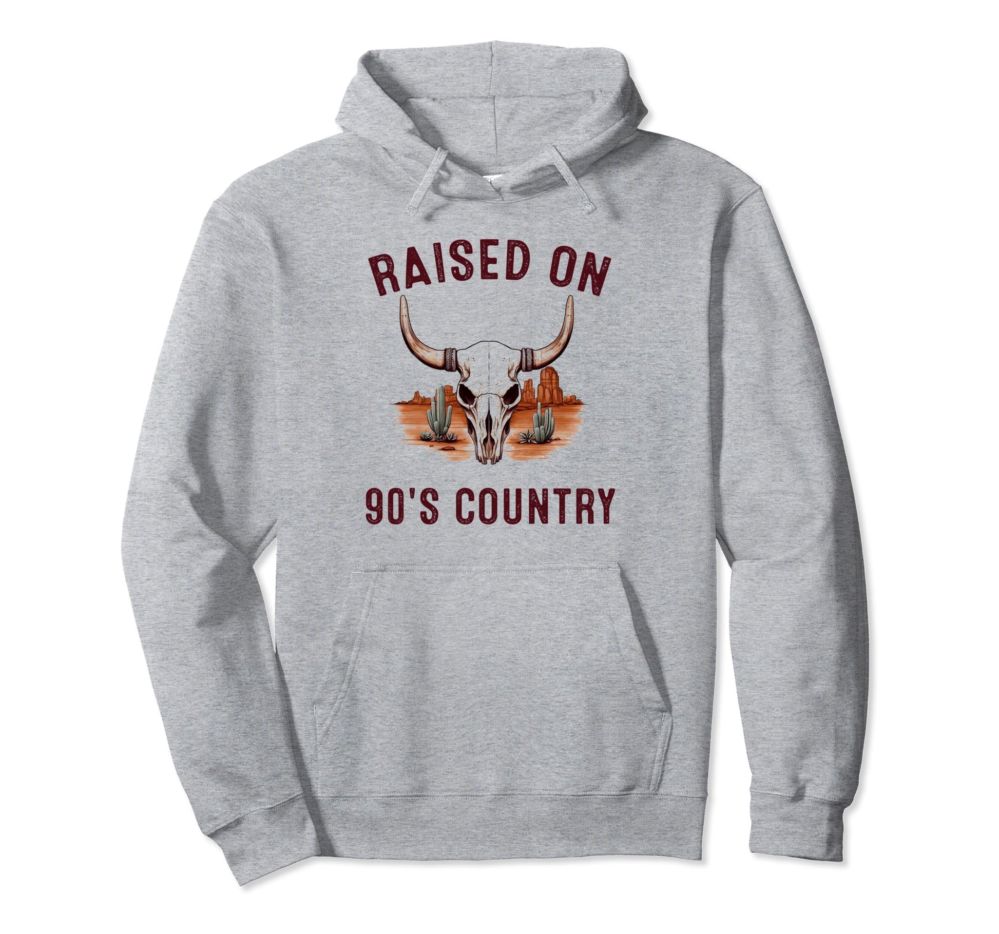 Bull Skull Western Life Raised 90S Hoodie - Fun Novelty Design Men Women - T-Shirt, Sweatshirt, Hoodie