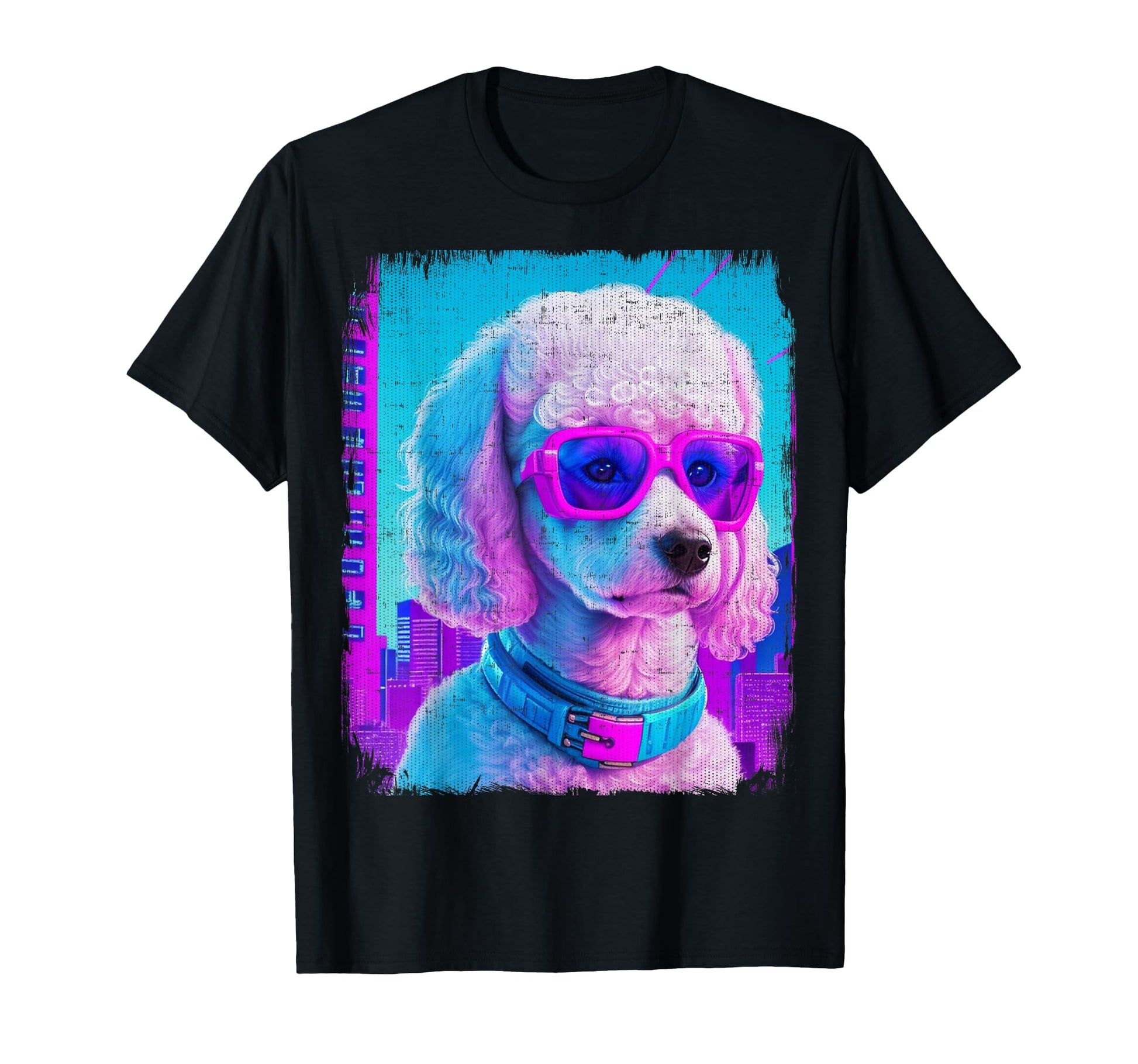 Poodle Dog Cyber Vaporwave 80S Synthwave T-Shirt - Graphic Print Men Women - T-Shirt, Sweatshirt, Hoodie