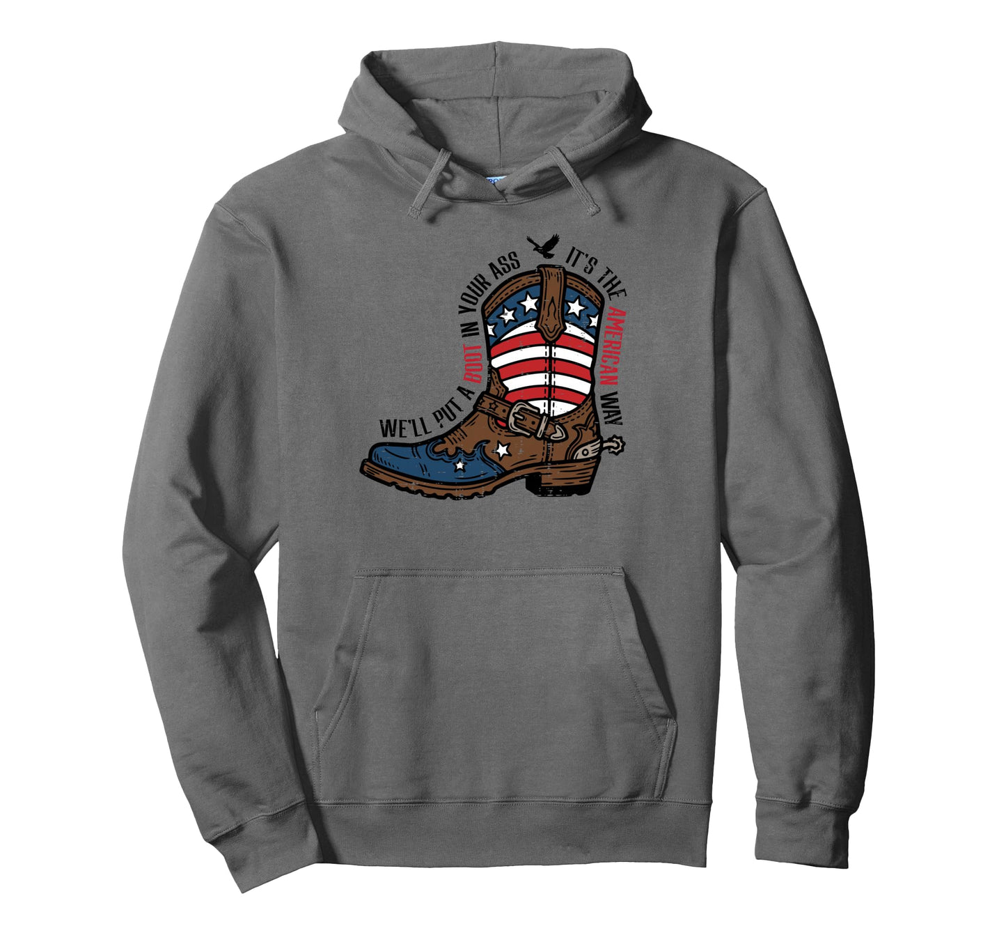 4Th July American Flag Cowboy Hoodie - Casual Everyday Wear Men Women - T-Shirt, Sweatshirt, Hoodie