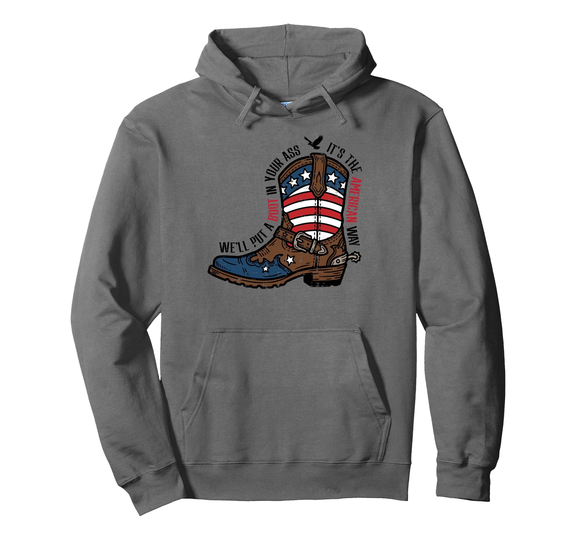 4Th July American Flag Cowboy Hoodie - Casual Everyday Wear Men Women - T-Shirt, Sweatshirt, Hoodie