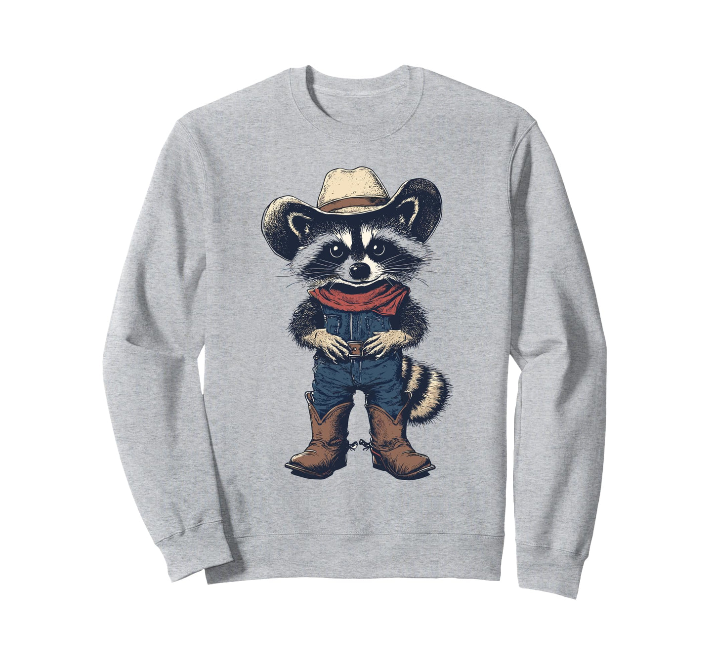 Raccoon Cowboy Cowgirl Western Sweatshirt - Streetwear Style for Adults - T-Shirt, Sweatshirt, Hoodie