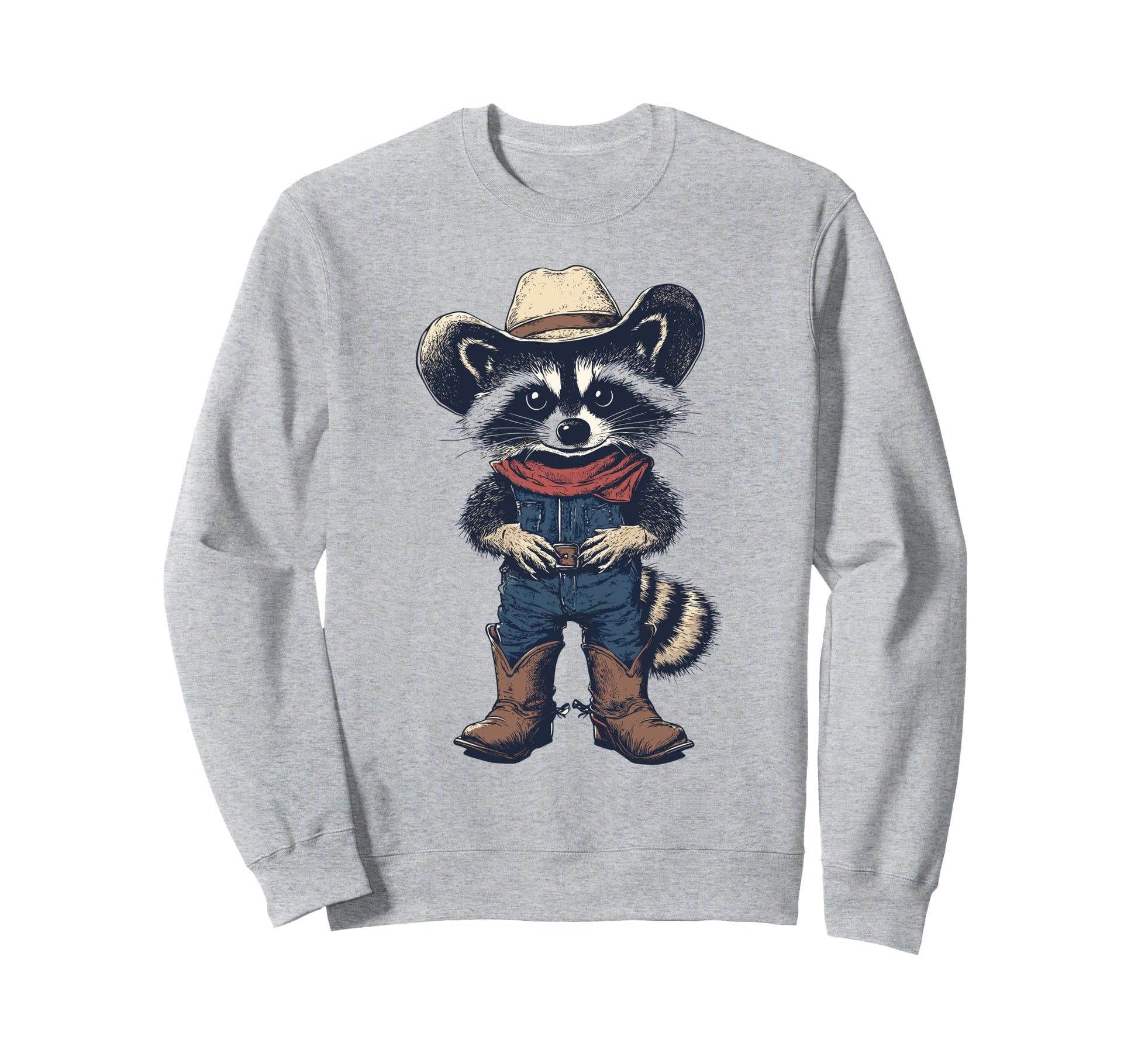 Raccoon Cowboy Cowgirl Western Sweatshirt - Streetwear Style for Adults - T-Shirt, Sweatshirt, Hoodie