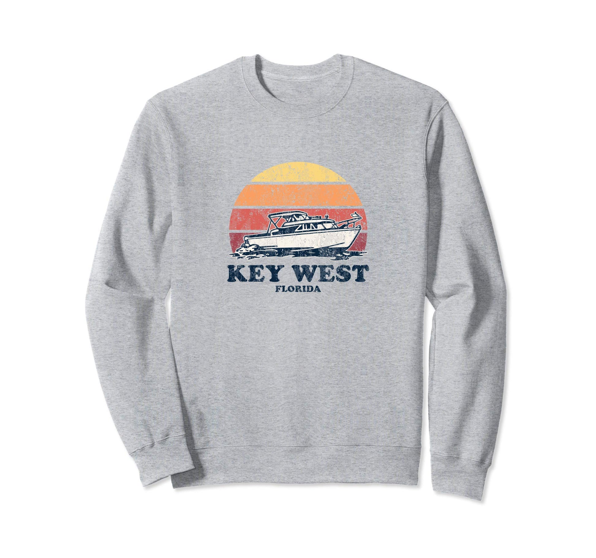 Key West Fl Boating 70S Boat Sweatshirt - Novelty Apparel for Adults - T-Shirt, Sweatshirt, Hoodie