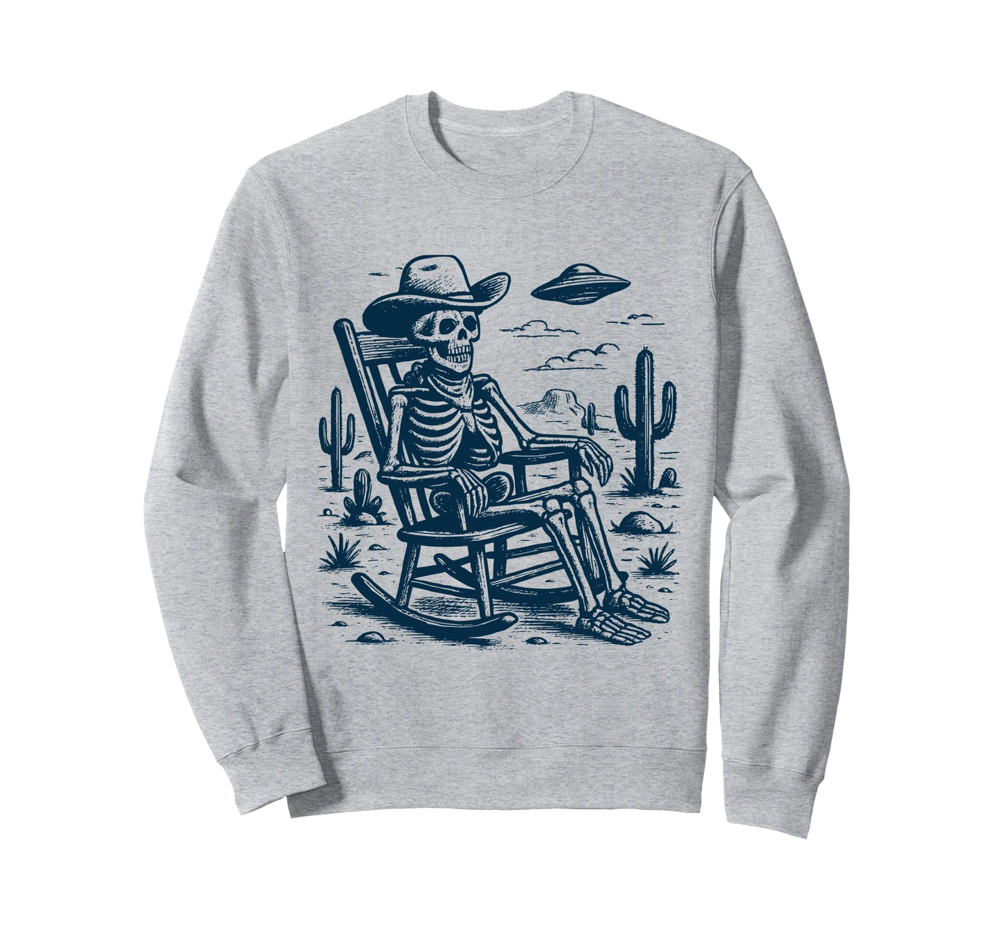 Cowboy Skeleton Ufo Western Sweatshirt - Novelty Apparel for Adults - T-Shirt, Sweatshirt, Hoodie
