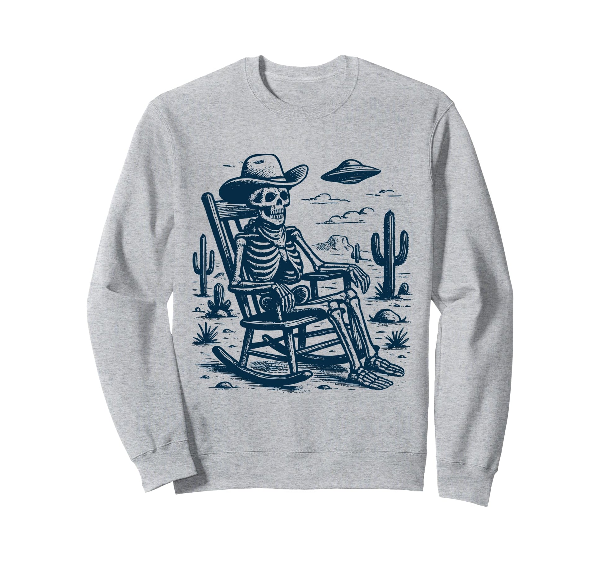 Cowboy Skeleton Ufo Western Sweatshirt - Novelty Apparel for Adults - T-Shirt, Sweatshirt, Hoodie