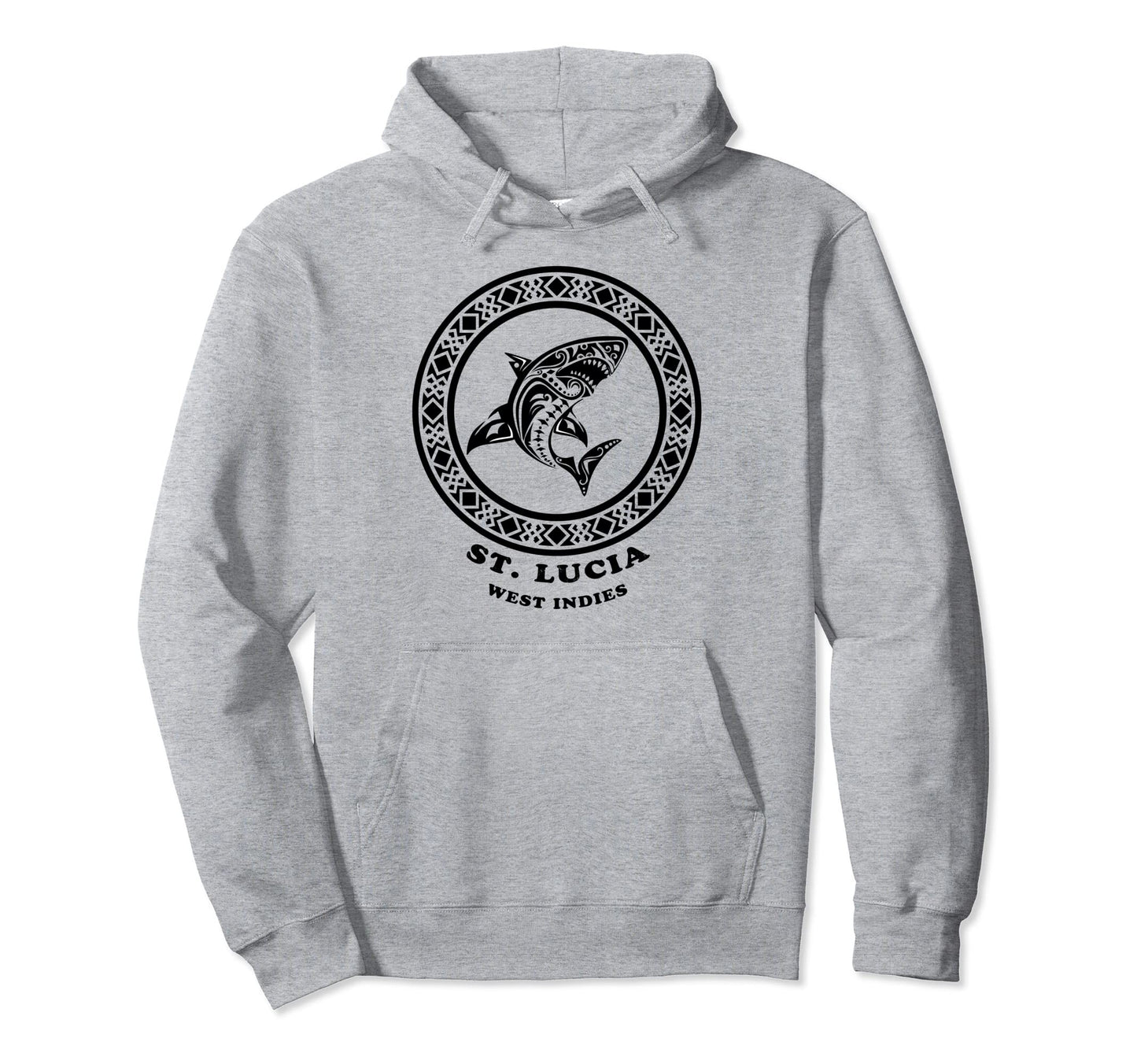 St Lucia West Indies Tribal Shark Hoodie - Casual Everyday Wear Men Women - T-Shirt, Sweatshirt, Hoodie