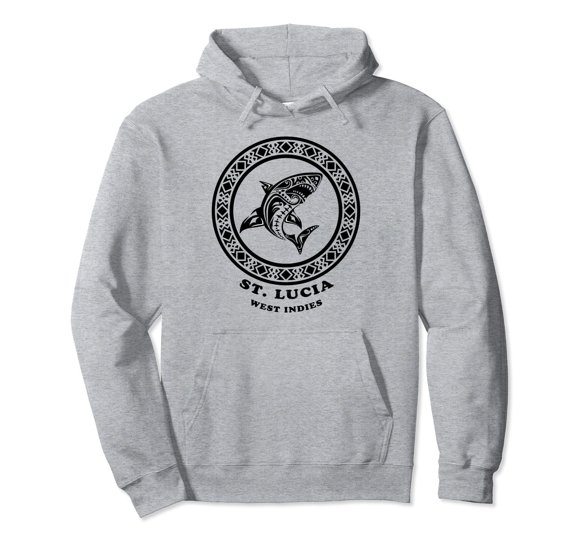 St Lucia West Indies Tribal Shark Hoodie - Casual Everyday Wear Men Women - T-Shirt, Sweatshirt, Hoodie