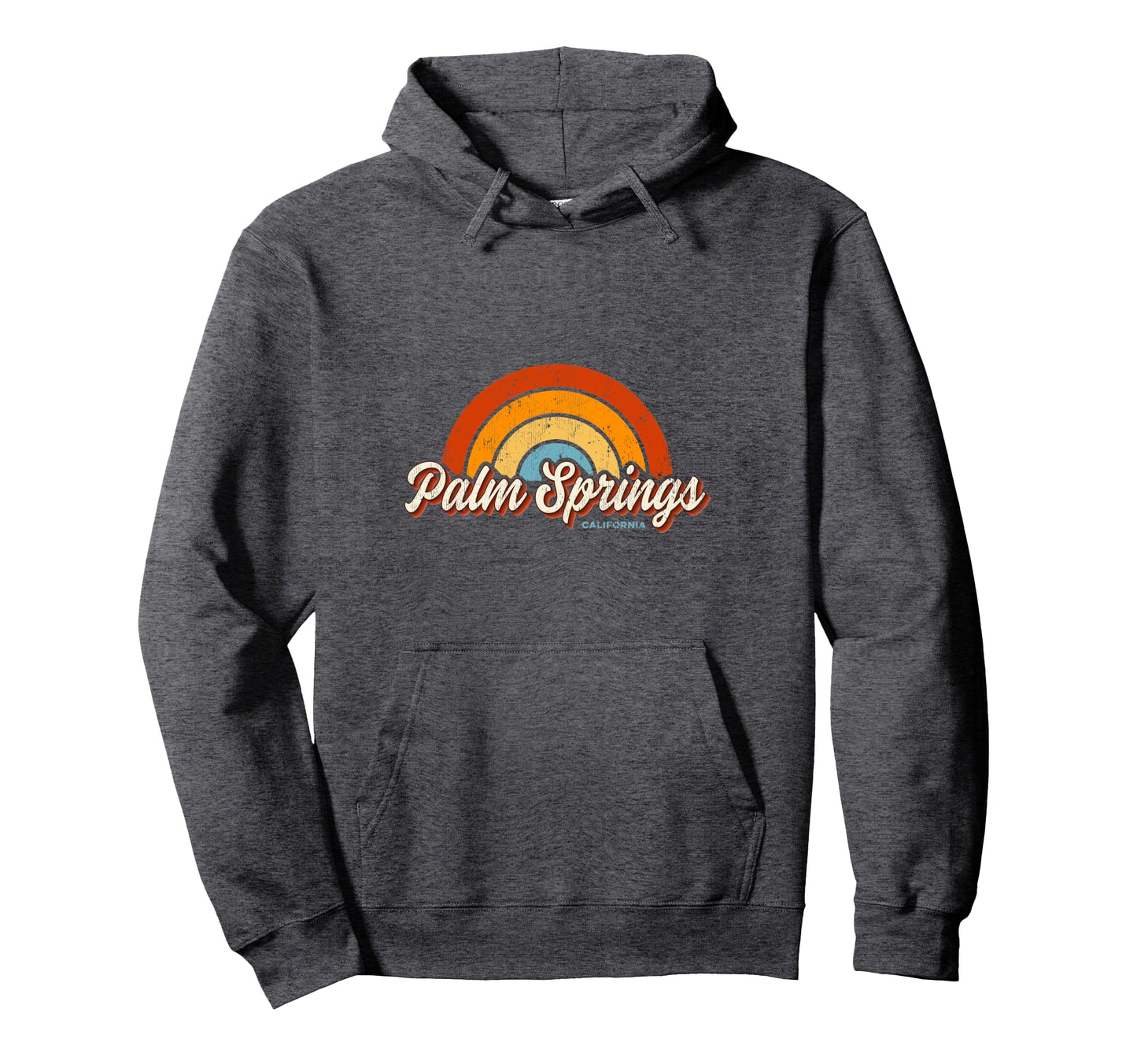 Palm Springs California Ca Rainbow 70S Hoodie - Minimalist Print for Adults - T-Shirt, Sweatshirt, Hoodie