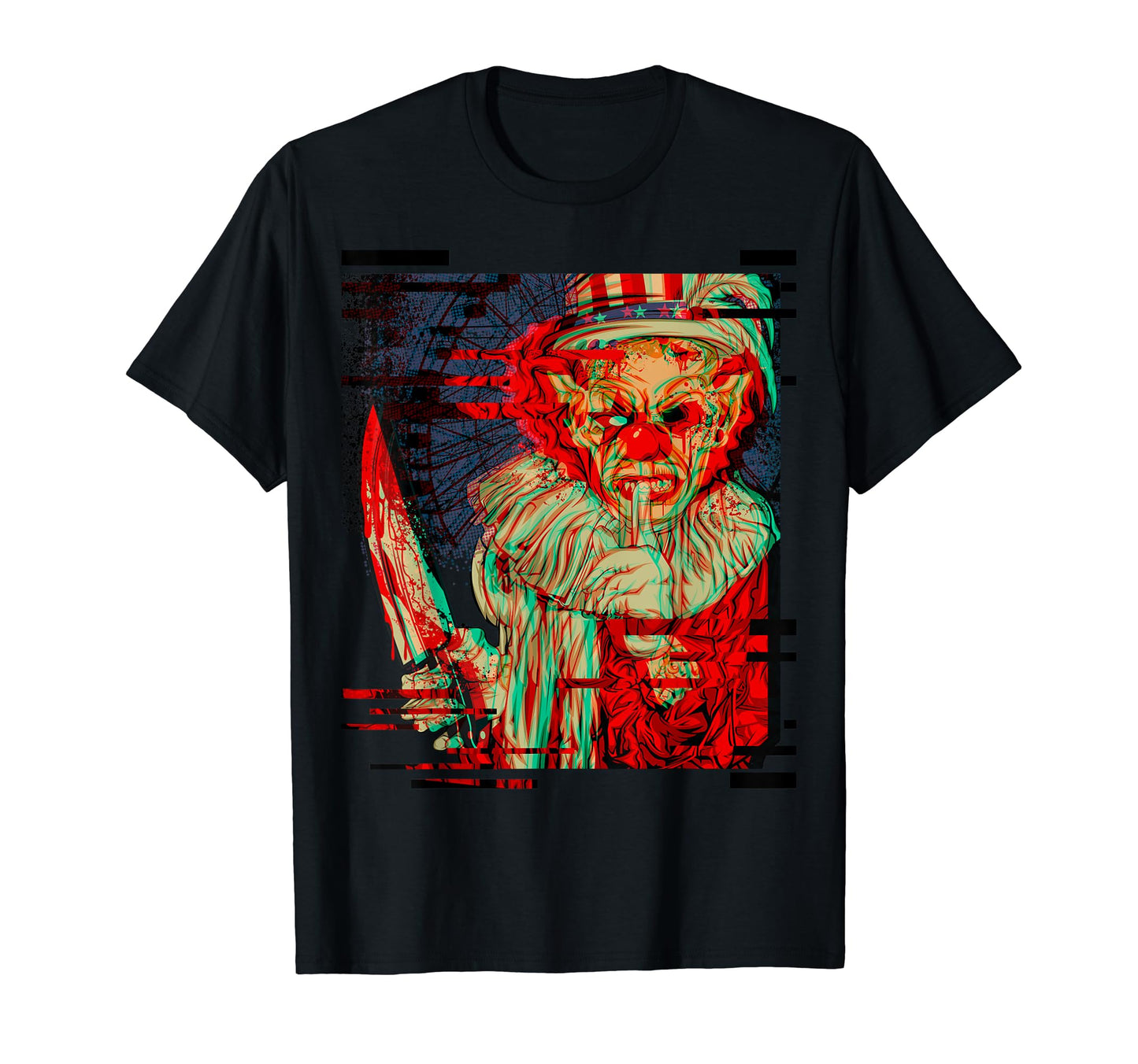 Halloween American Clown Glitch T-Shirt - Streetwear Style Unisex - T-Shirt, Sweatshirt, Hoodie