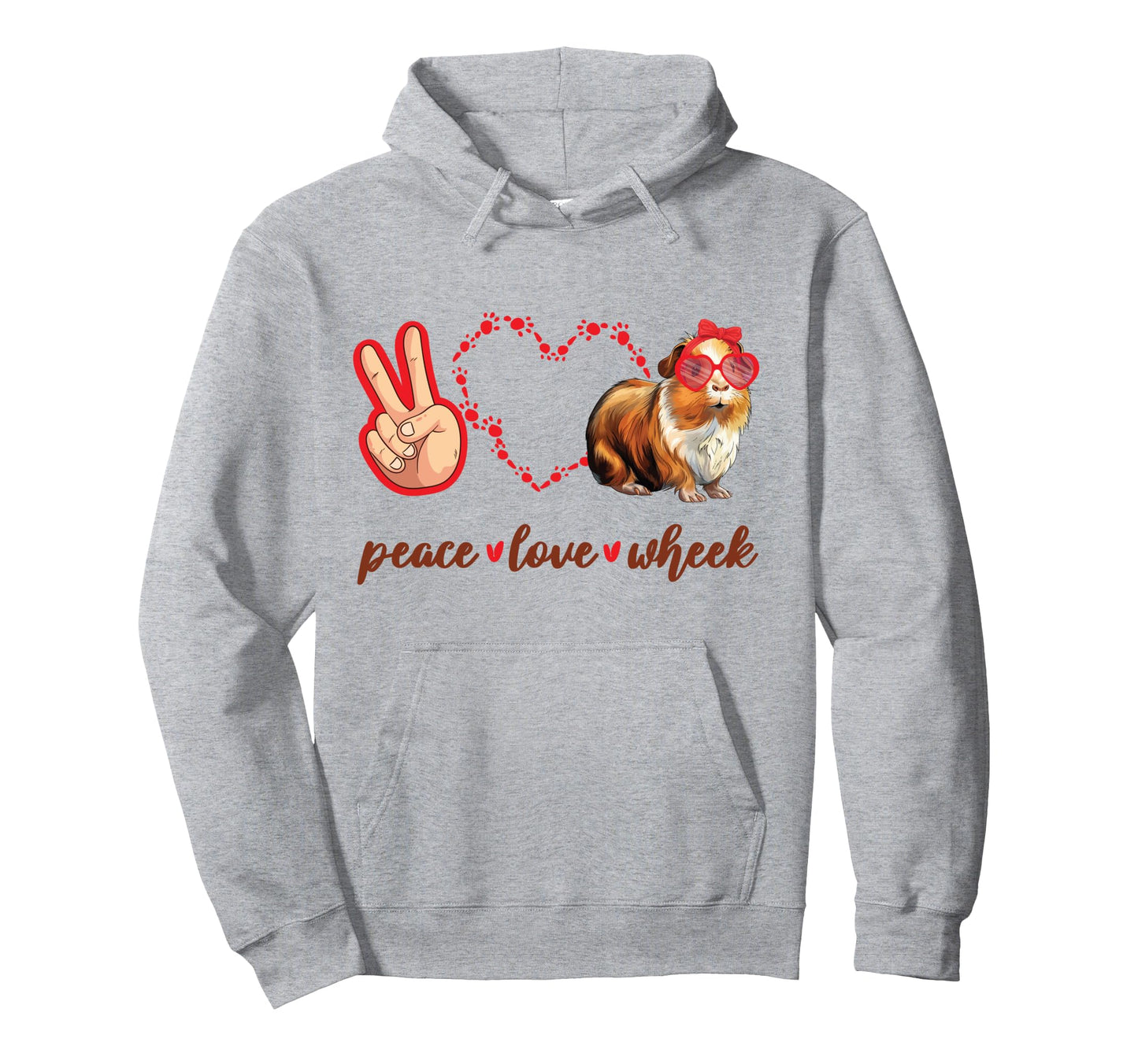 Guinea Pig Peace Love Wheek Hoodie - Minimalist Print Men Women - T-Shirt, Sweatshirt, Hoodie