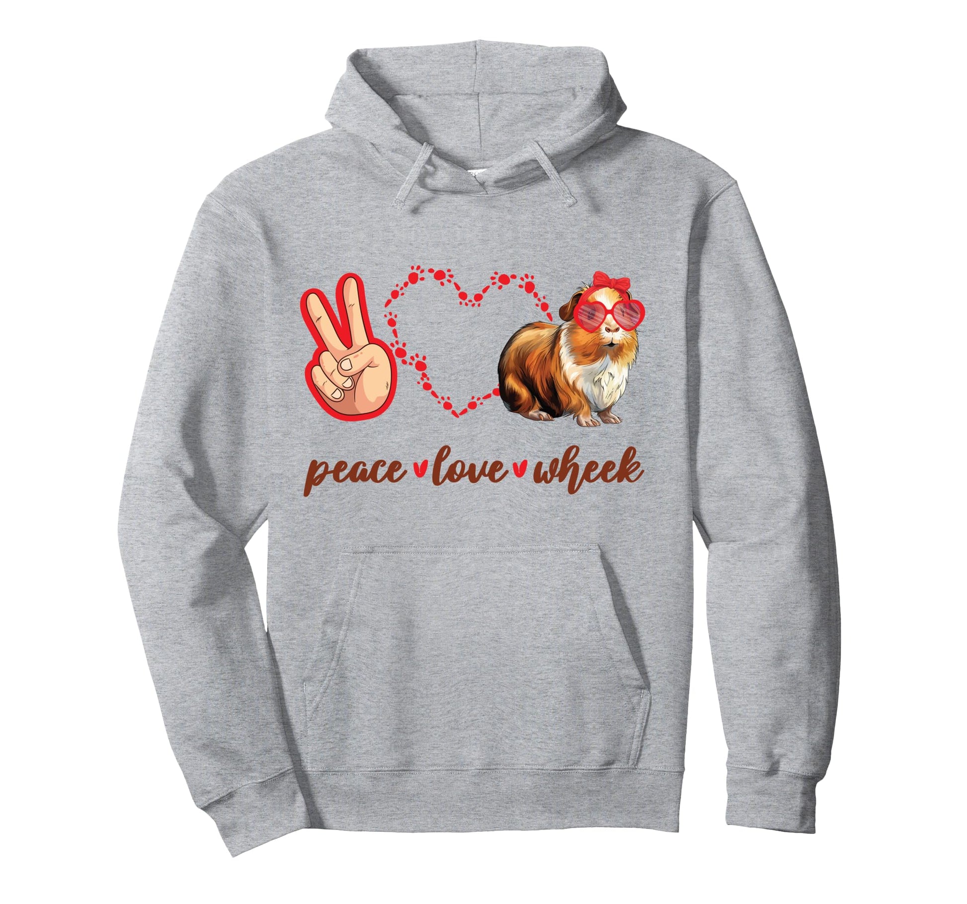 Guinea Pig Peace Love Wheek Hoodie - Minimalist Print Men Women - T-Shirt, Sweatshirt, Hoodie