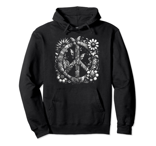 60S 70S Peace Love And Groovy Flower Hoodie - Fun Novelty Design Unisex - T-Shirt, Sweatshirt, Hoodie