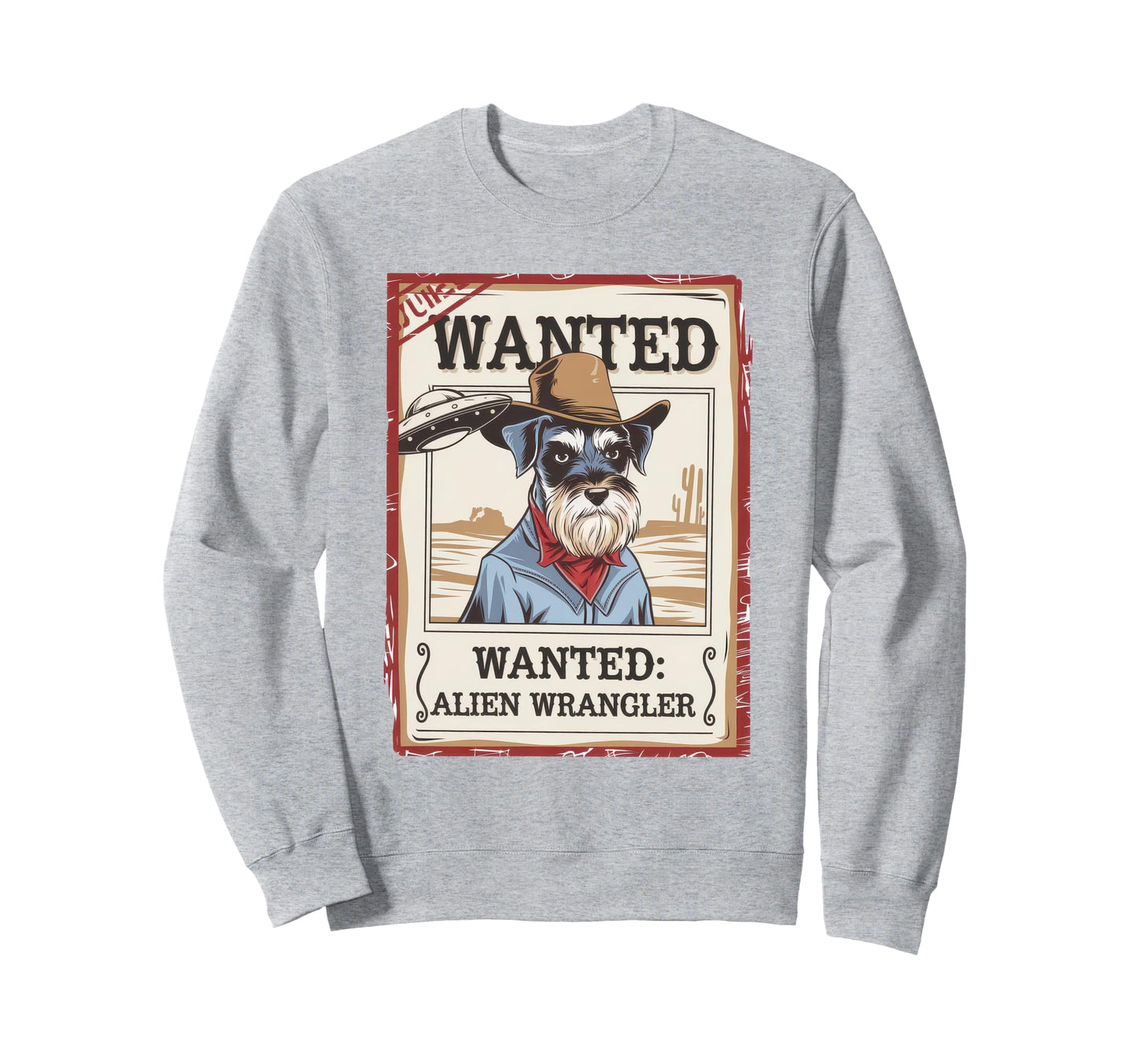 Schnauzer Schnauzer Ufo Western Sweatshirt - Minimalist Print for Adults - T-Shirt, Sweatshirt, Hoodie