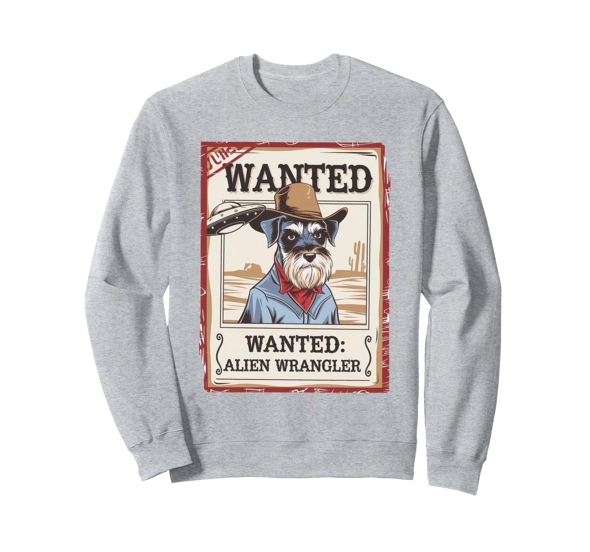 Schnauzer Schnauzer Ufo Western Sweatshirt - Minimalist Print for Adults - T-Shirt, Sweatshirt, Hoodie