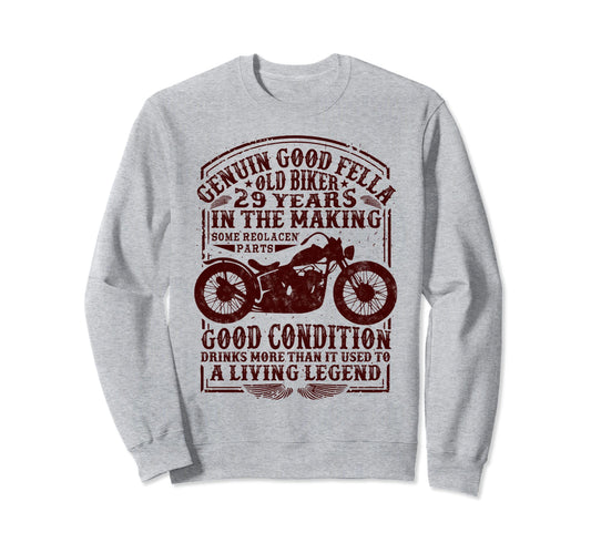 29 Years Old Biker Birthday Sweatshirt - Graphic Print for Adults - T-Shirt, Sweatshirt, Hoodie