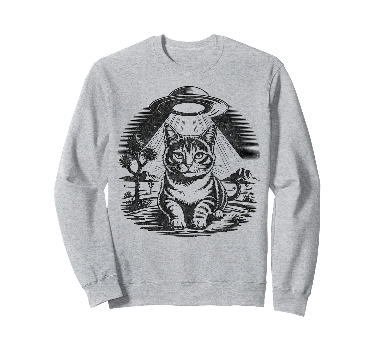 Funny Cat Western Ufo Cowboy Cat Sweatshirt - Custom Art Print Unisex - T-Shirt, Sweatshirt, Hoodie