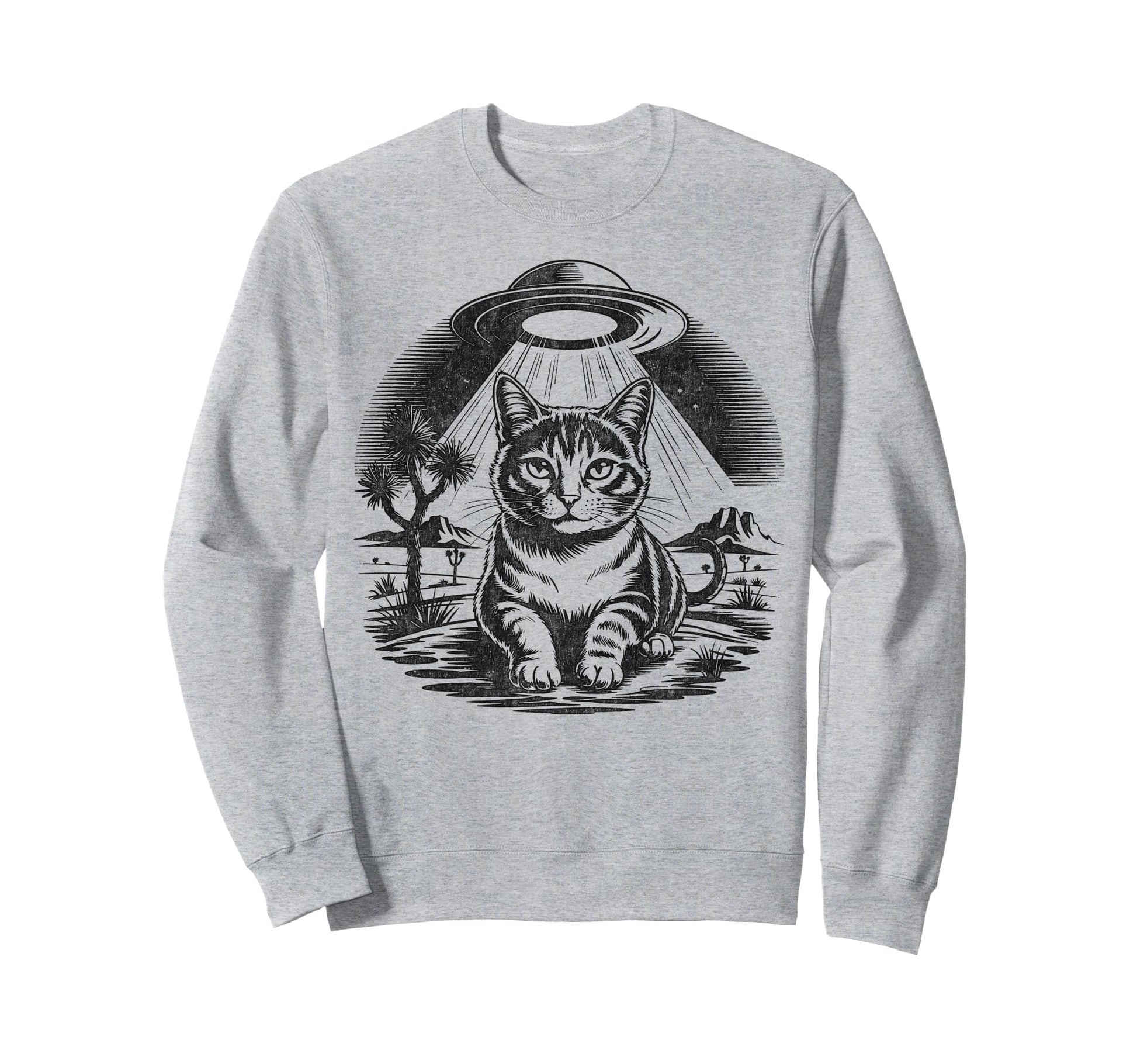 Funny Cat Western Ufo Cowboy Cat Sweatshirt - Custom Art Print Unisex - T-Shirt, Sweatshirt, Hoodie