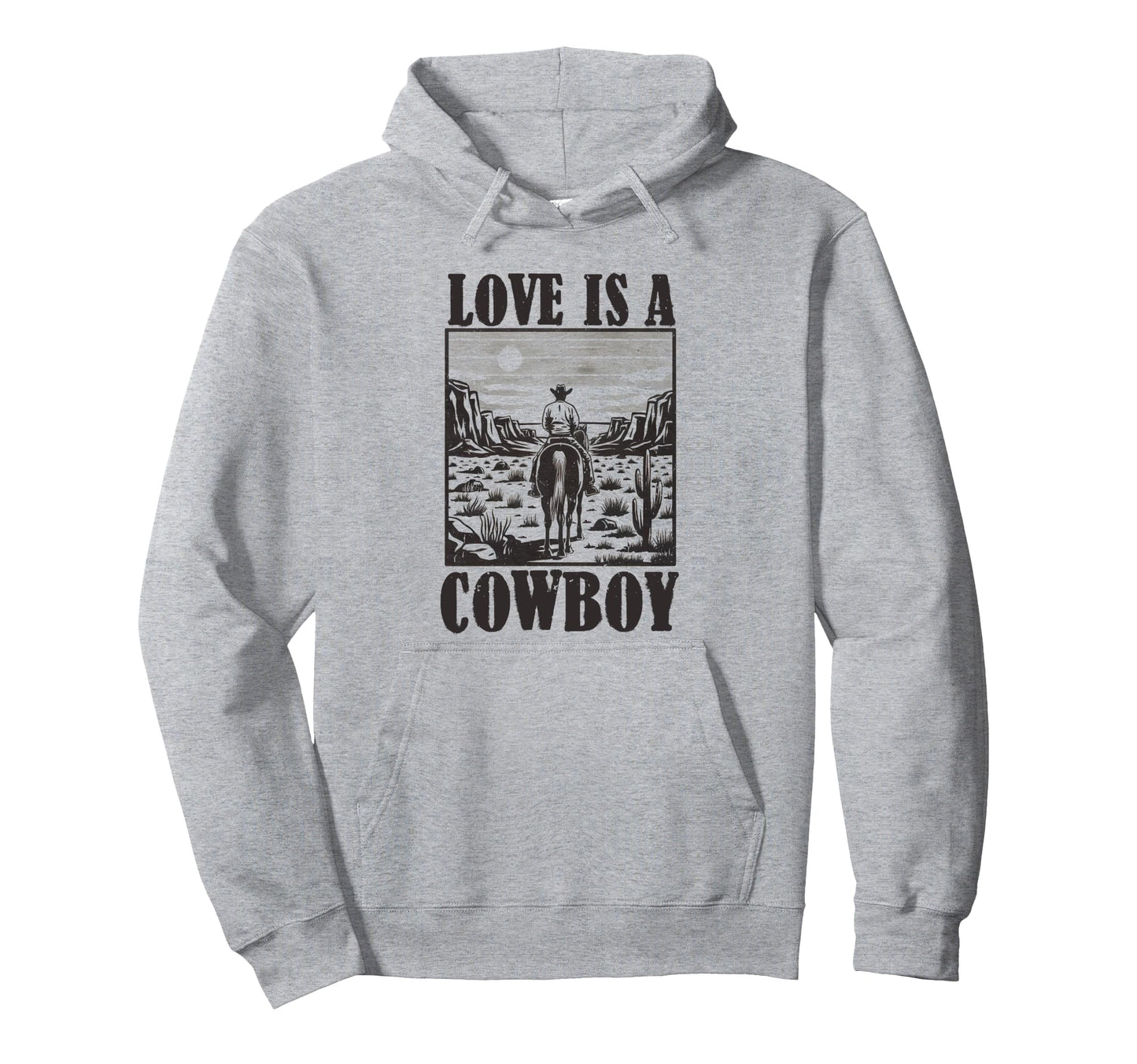 Love Is Cowboy Horseback Western Rodeo Hoodie - Custom Art Print Unisex - T-Shirt, Sweatshirt, Hoodie