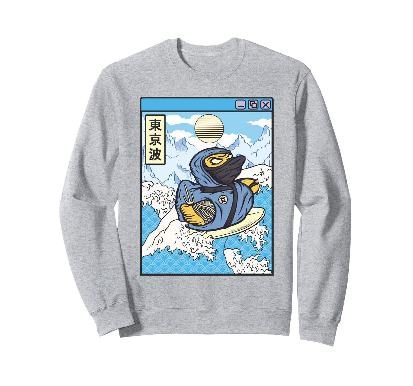 Surfing Ninja Rubber Duck Sweatshirt - Aesthetic Graphic for Adults - T-Shirt, Sweatshirt, Hoodie