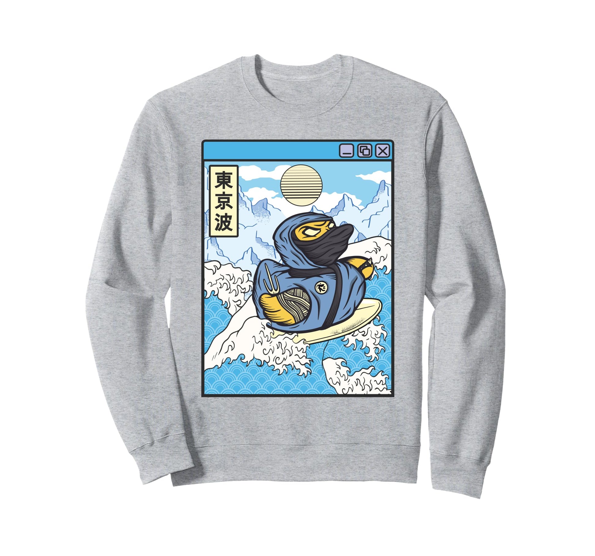 Surfing Ninja Rubber Duck Sweatshirt - Aesthetic Graphic for Adults - T-Shirt, Sweatshirt, Hoodie