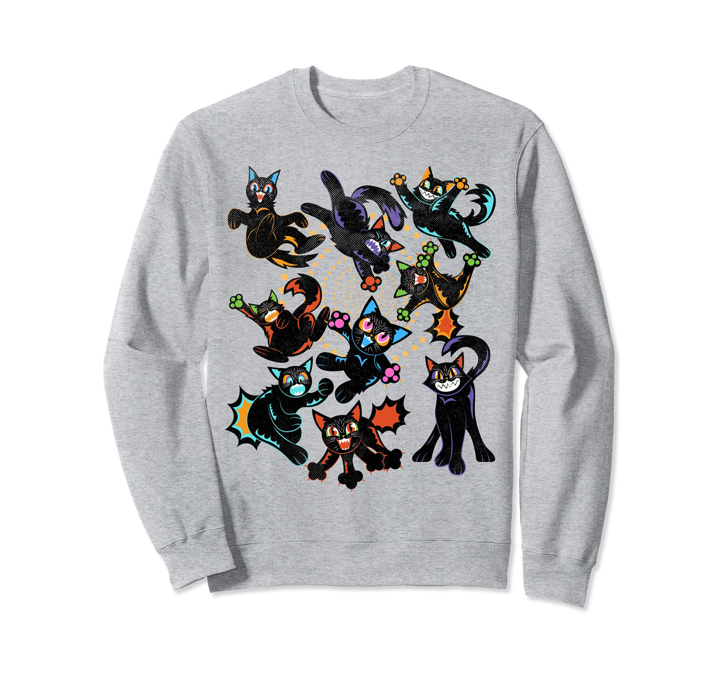 Cartoon Rainbow Black Cat Lover Sweatshirt - Unique Graphic Unisex - T-Shirt, Sweatshirt, Hoodie