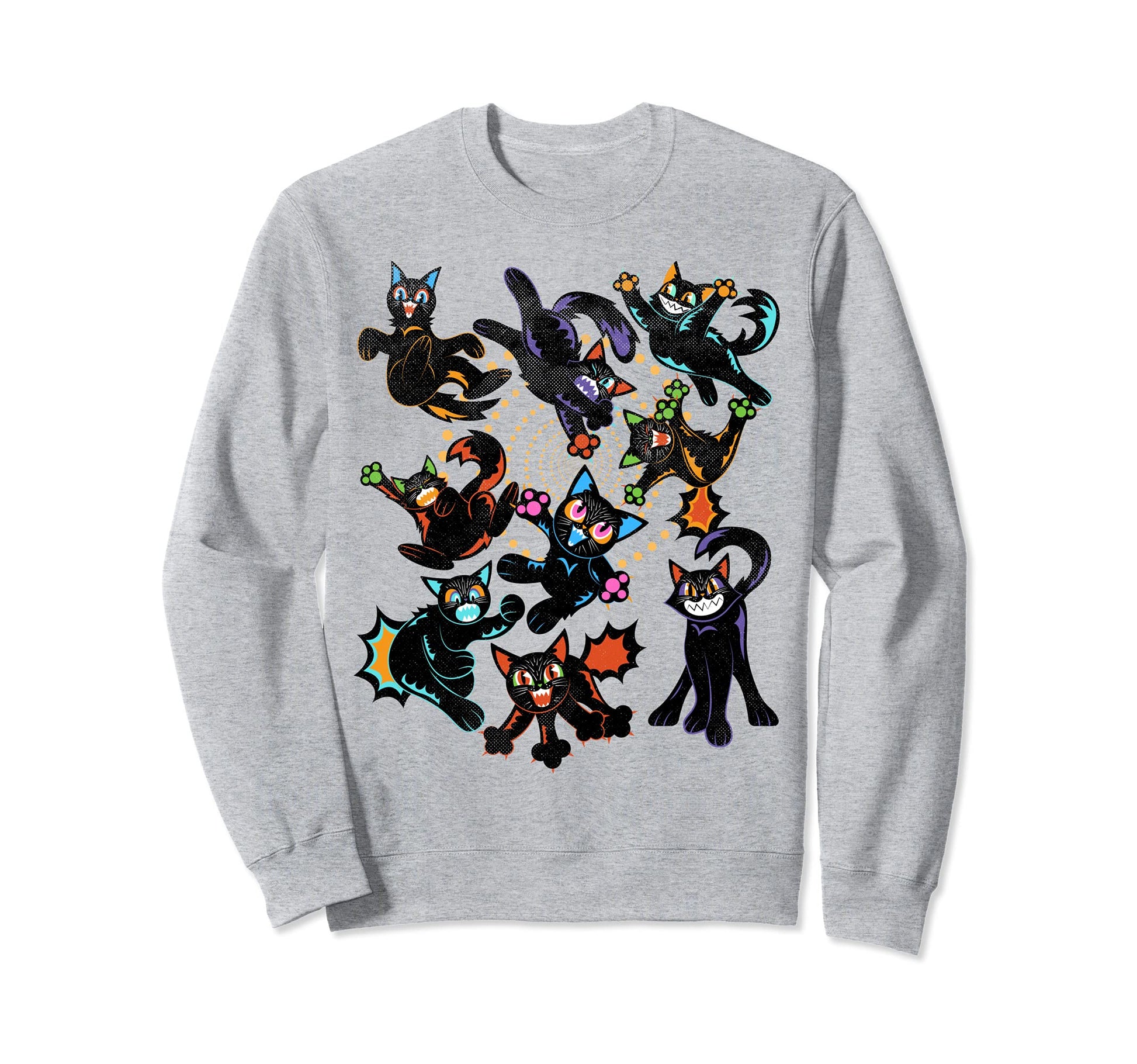 Cartoon Rainbow Black Cat Lover Sweatshirt - Unique Graphic Unisex - T-Shirt, Sweatshirt, Hoodie