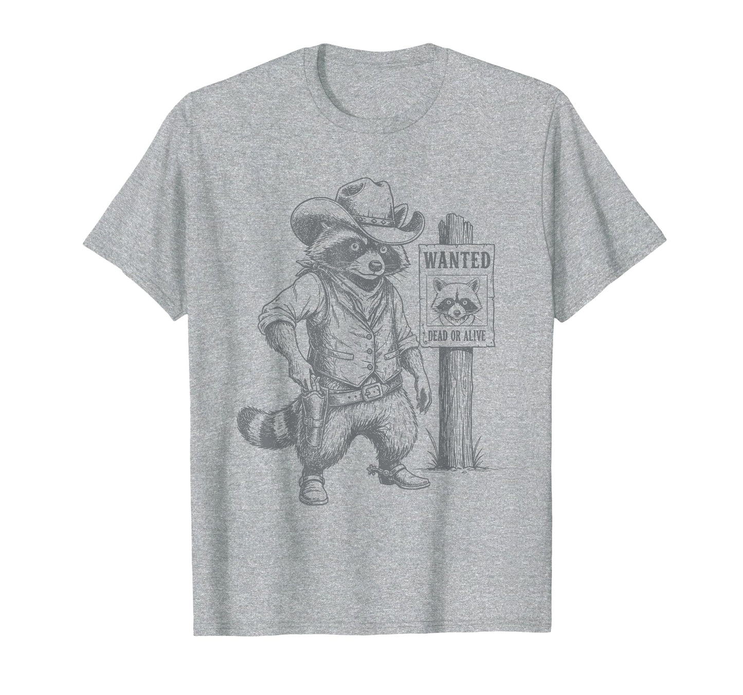 Raccoon Cowboy Western Outlaw T-Shirt - Novelty Apparel for Adults - T-Shirt, Sweatshirt, Hoodie