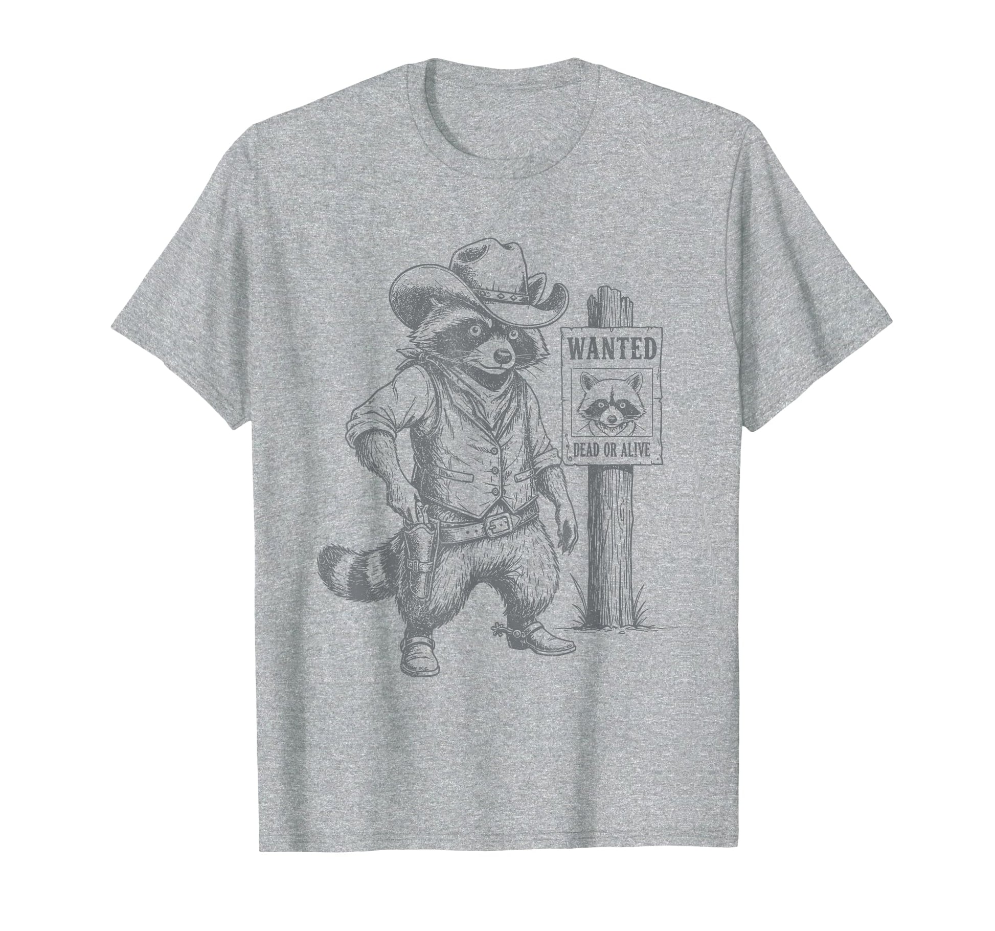 Raccoon Cowboy Western Outlaw T-Shirt - Novelty Apparel for Adults - T-Shirt, Sweatshirt, Hoodie